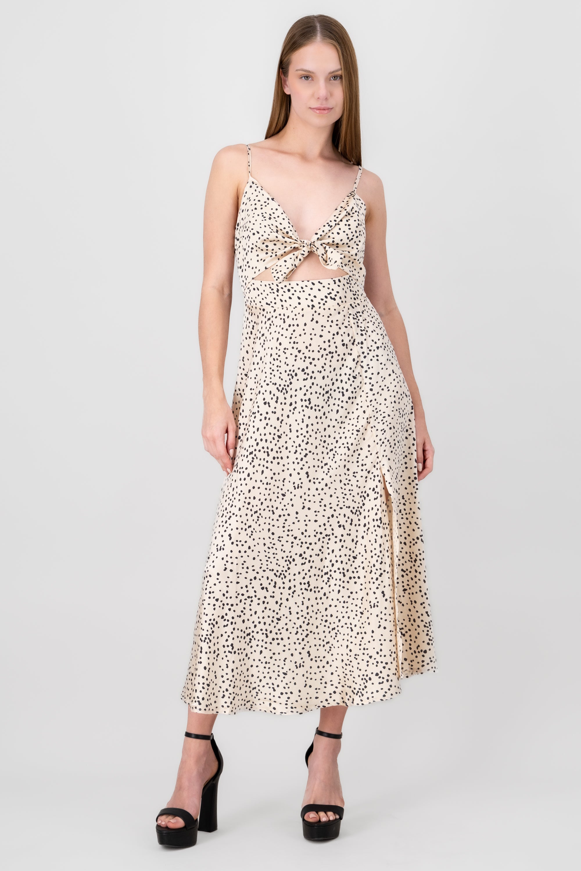 Cheetah Print Cut Out Maxi Dress BONE COMBO