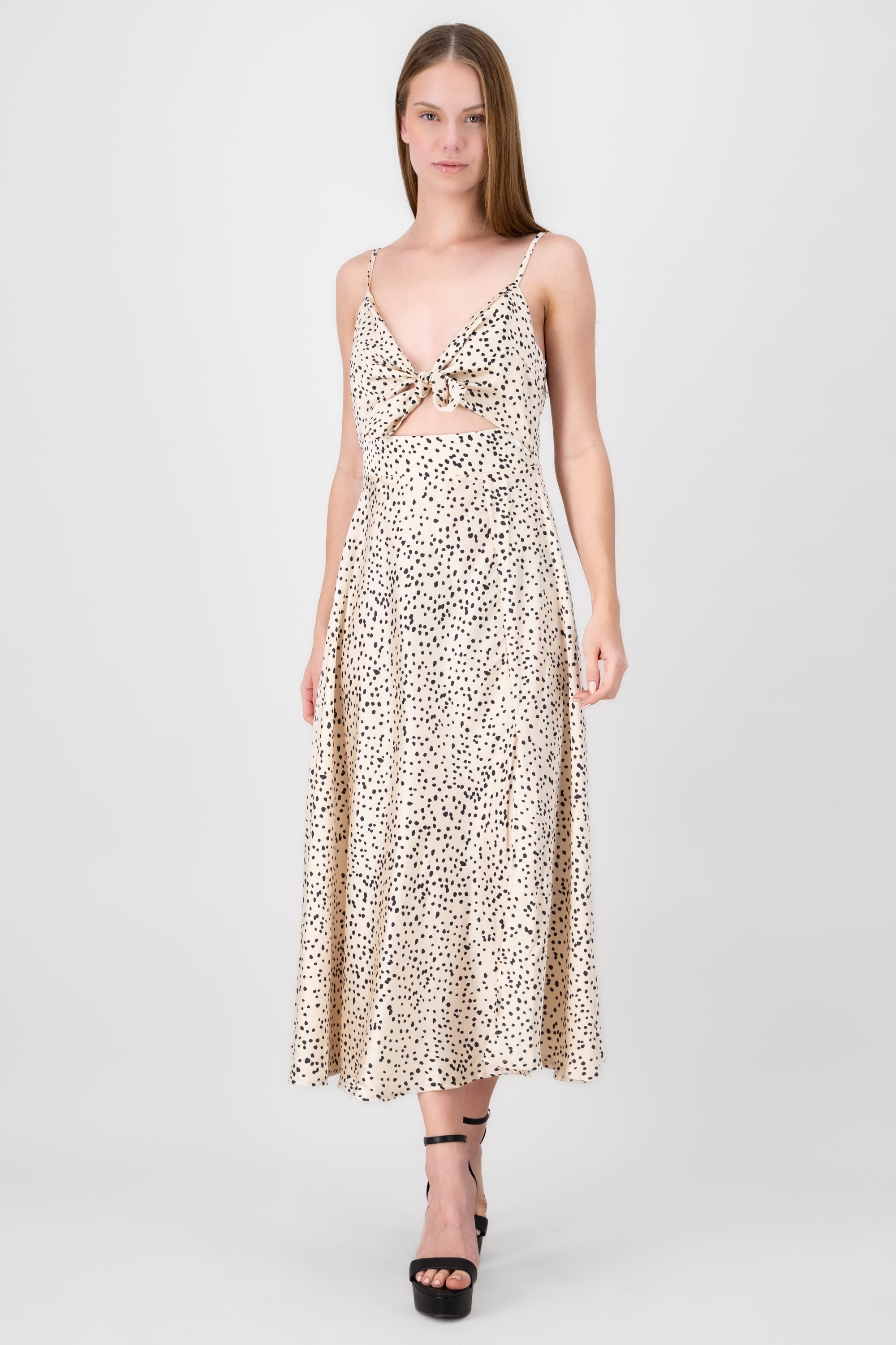 Cheetah Print Cut Out Maxi Dress BONE COMBO