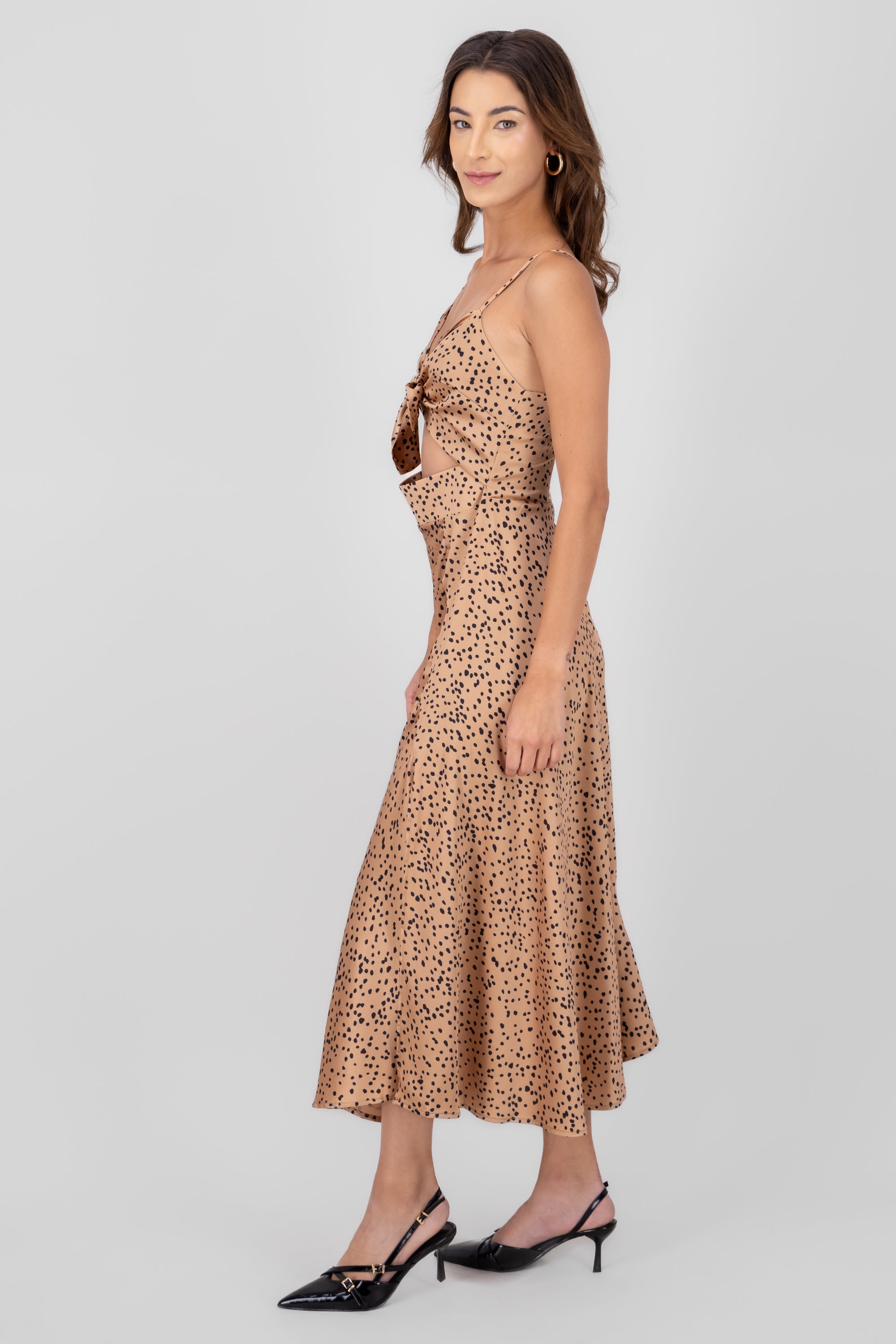 Cheetah Print Cut Out Maxi Dress BROWN COMBO