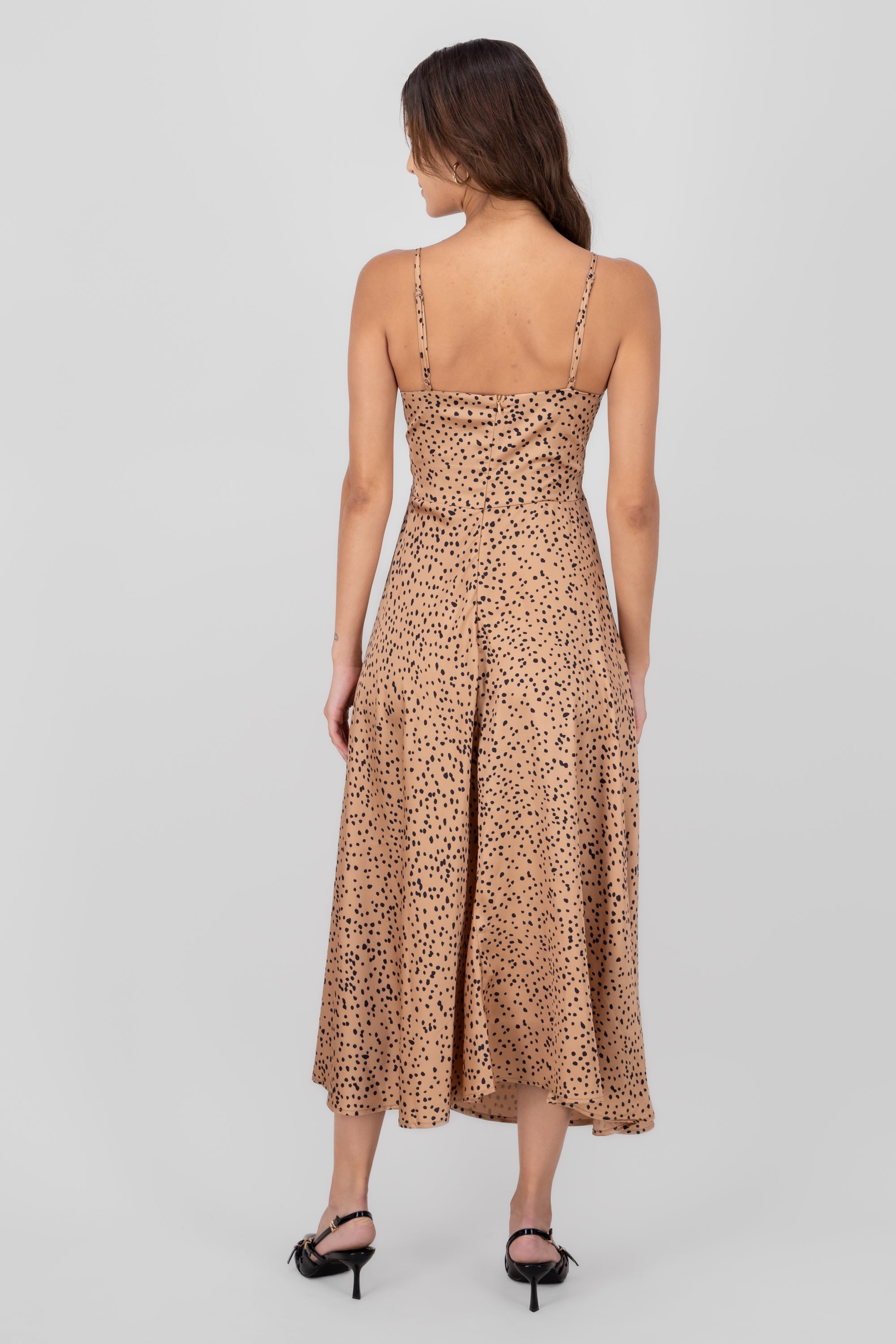 Cheetah Print Cut Out Maxi Dress BROWN COMBO