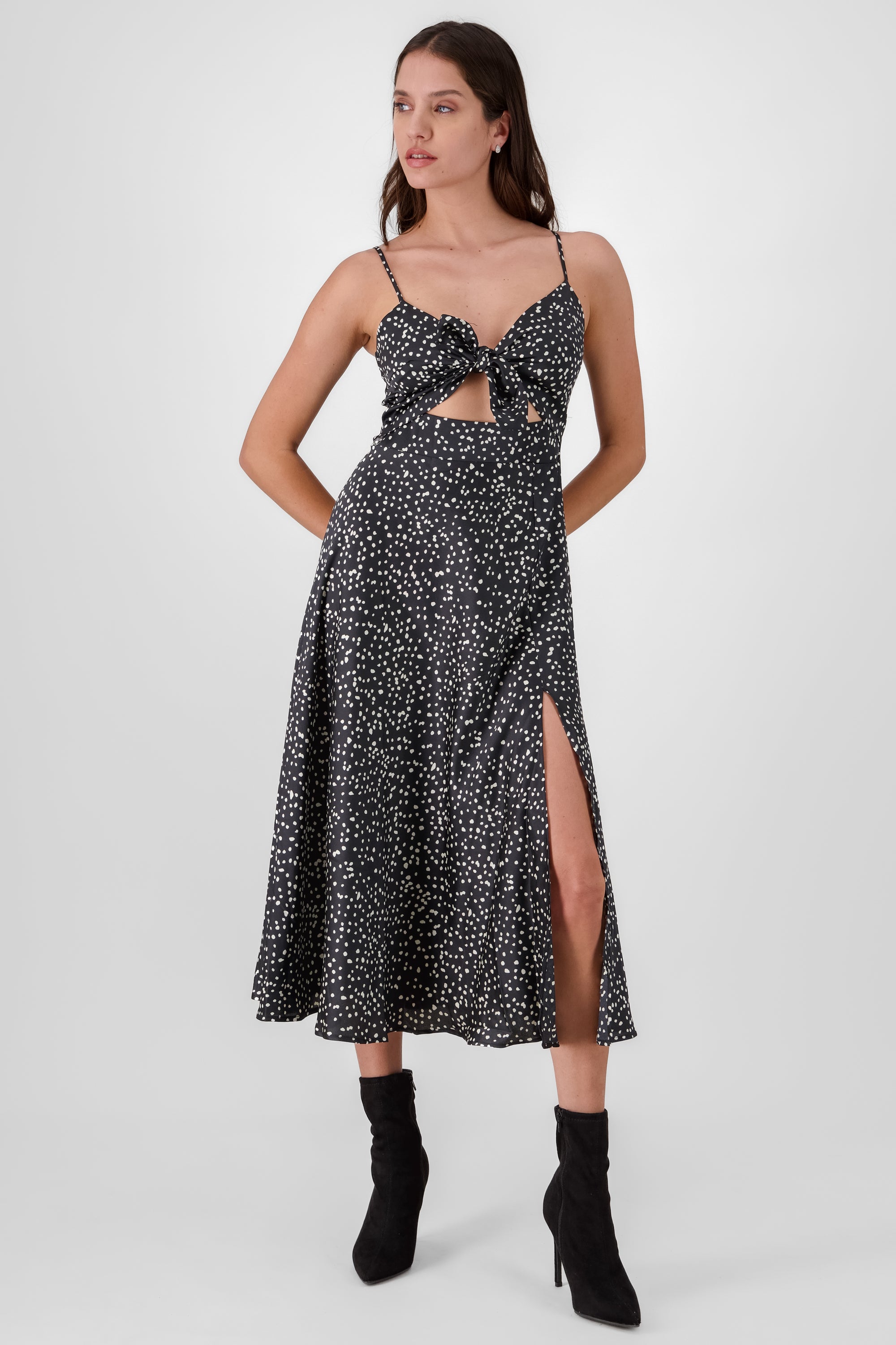 Cheetah Print Cut Out Maxi Dress BLACK COMBO