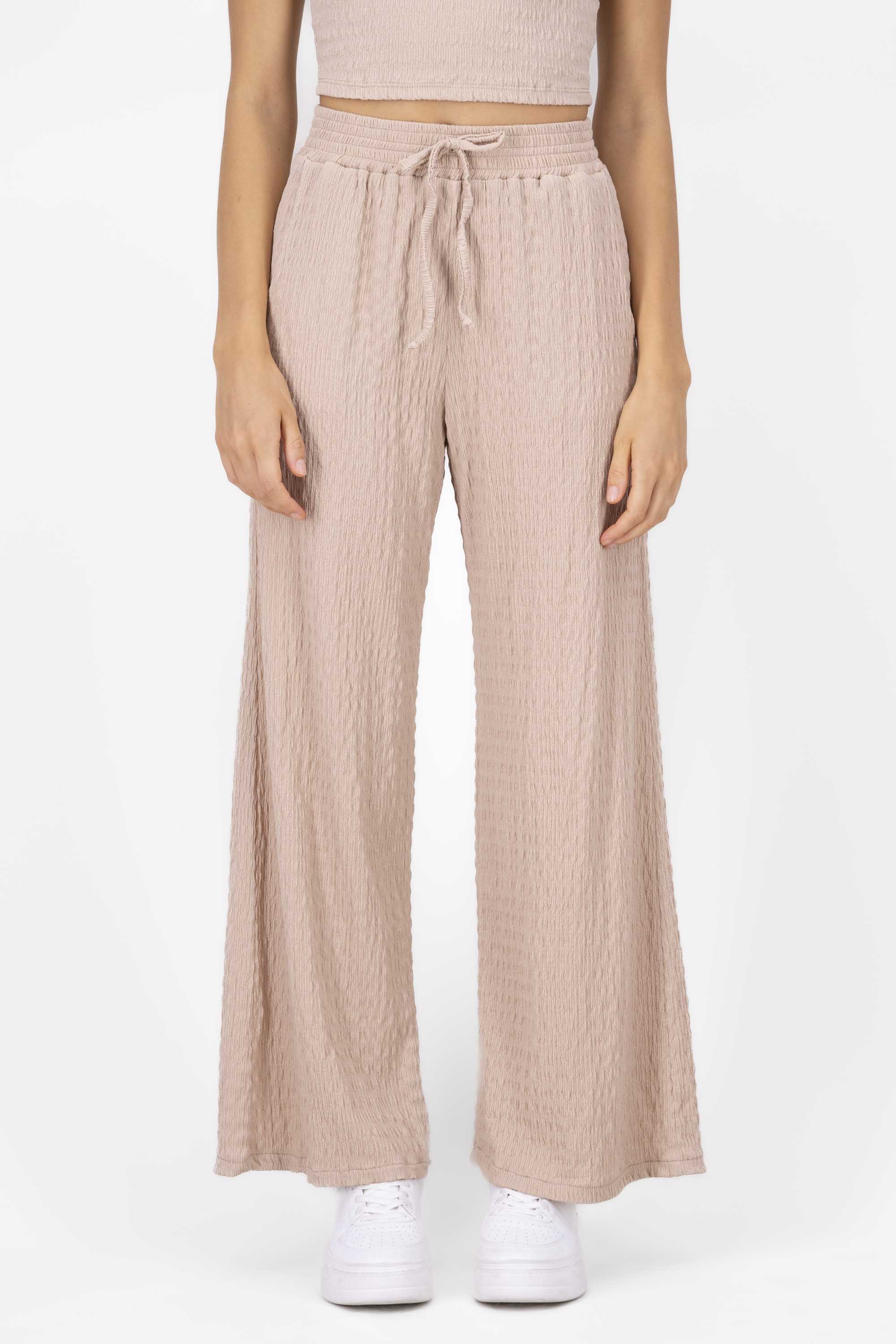 Textured Elastic Waistband Pant BEIGE