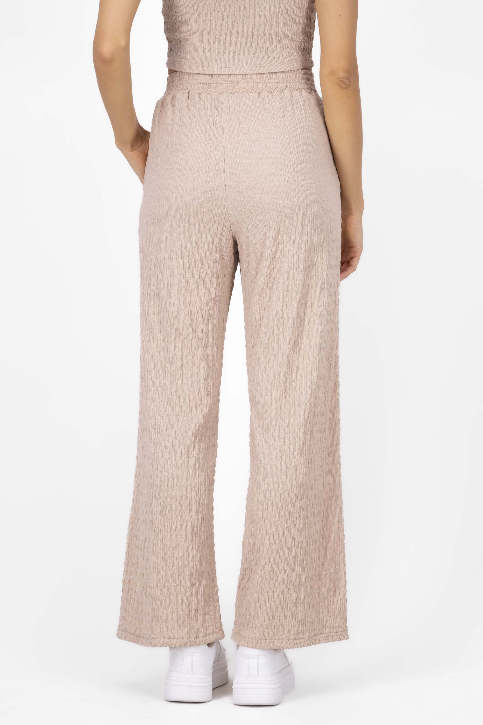 Textured Elastic Waistband Pant BEIGE