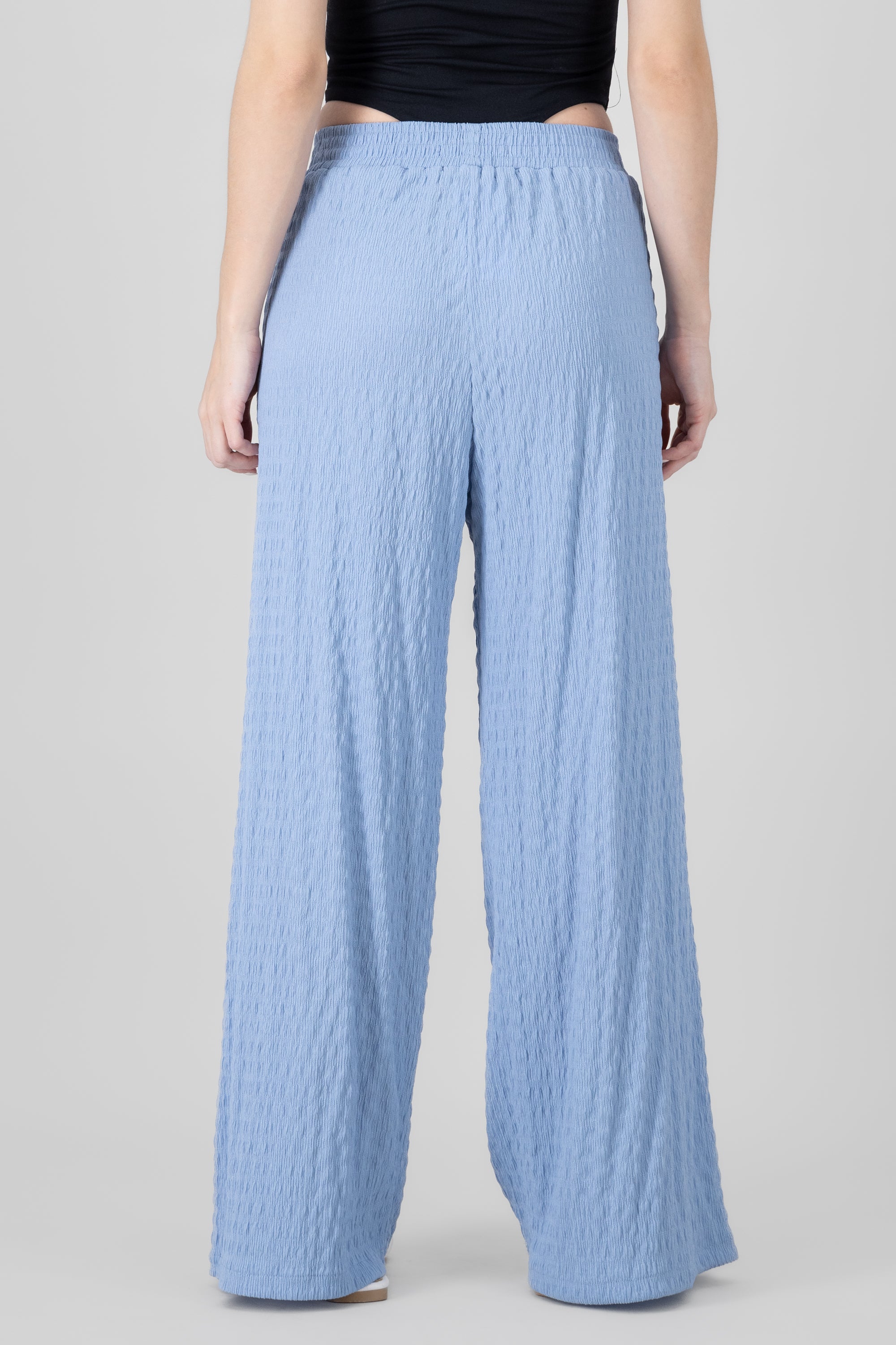 Textured Elastic Waistband Pant SKY BLUE