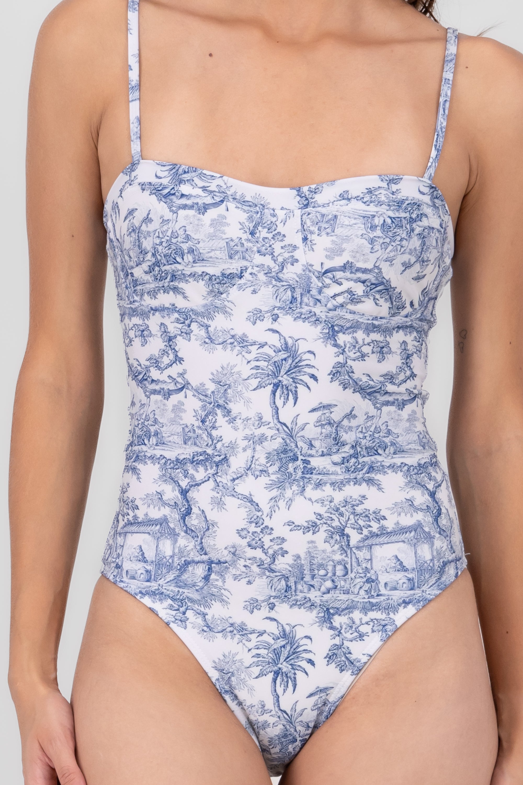 Jungle Printed One Piece Swimsuit BLUE COMBO