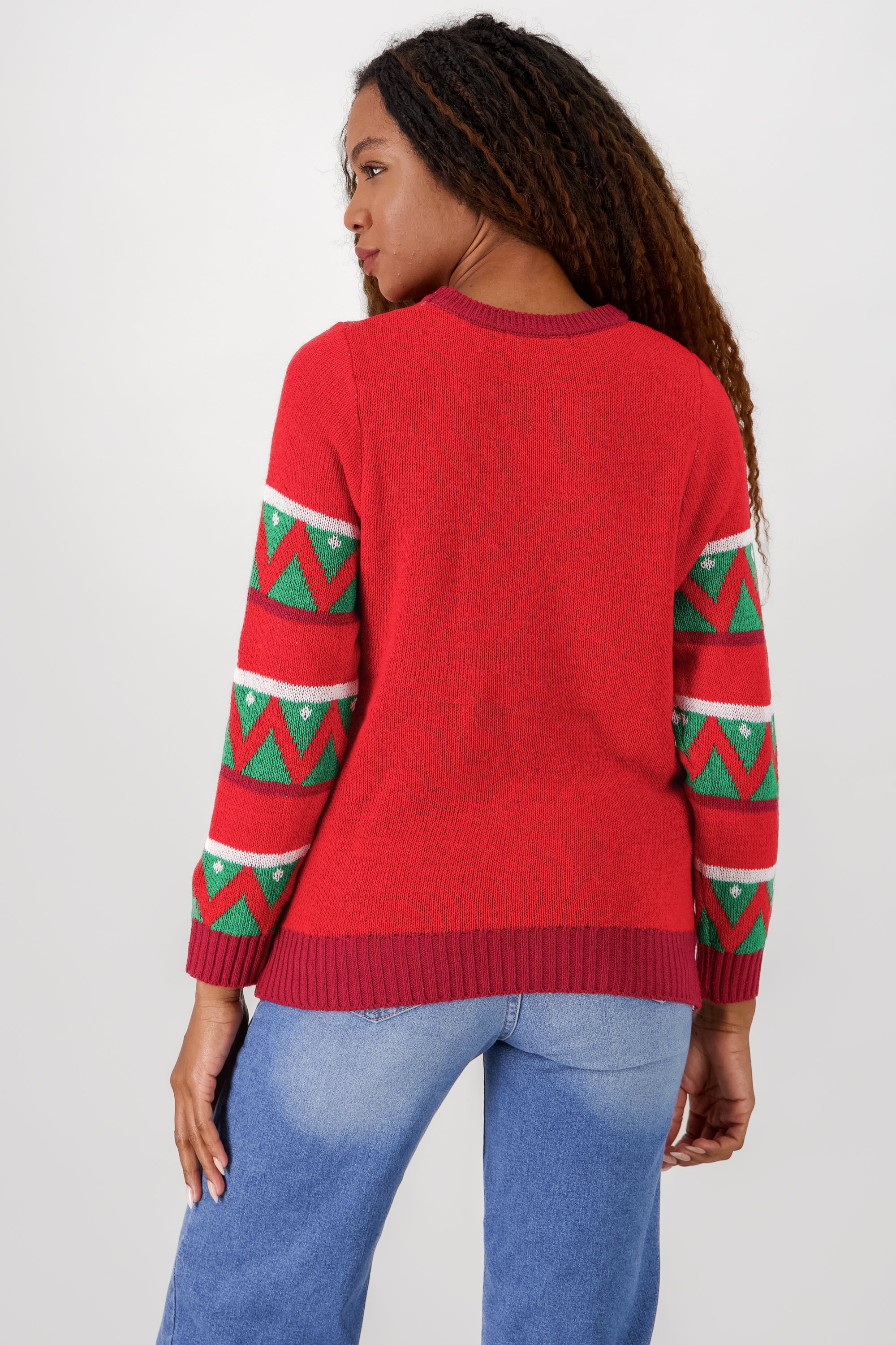 Reindeer Sweater with Lights and Music RED COMBO