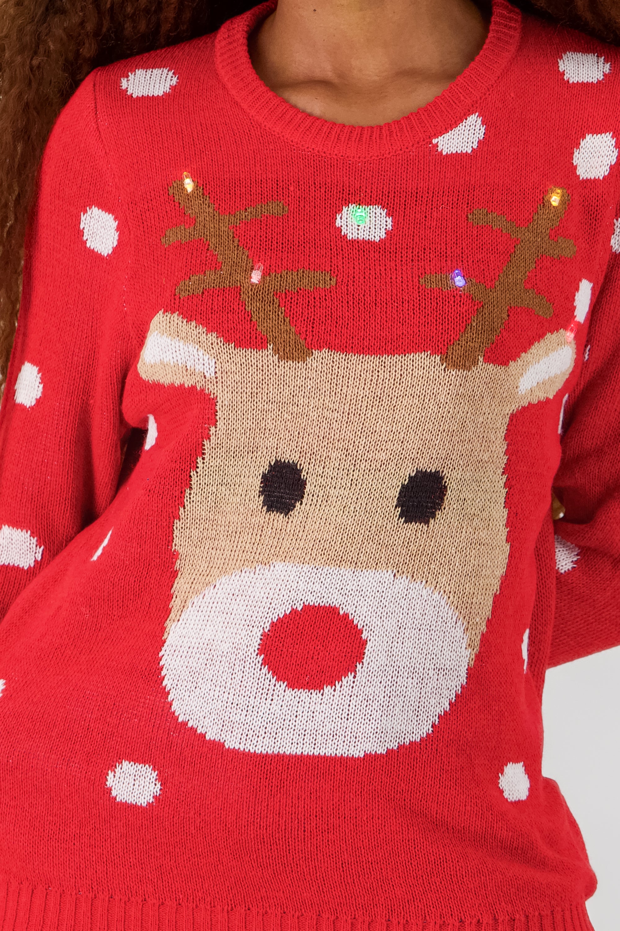 Reindeer Sweater with Lights and Music RED COMBO