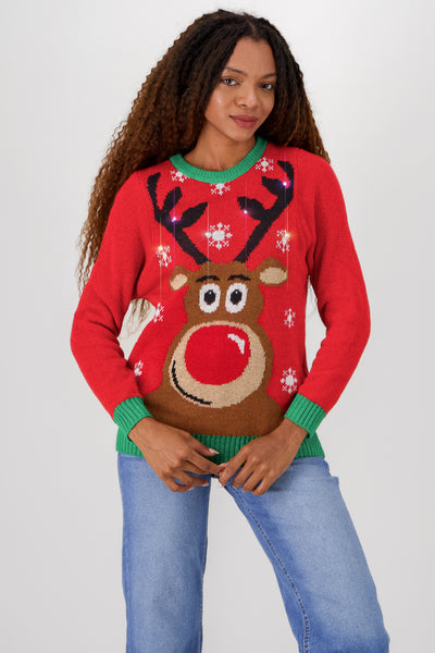 Reindeer Christmas Sweater RED COMBO