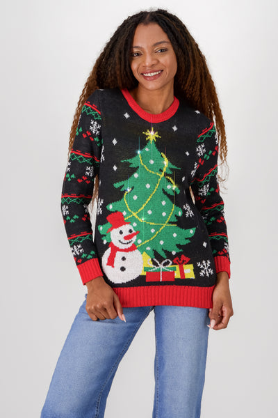 Tree Sweater with Lights and Music BLACK COMBO