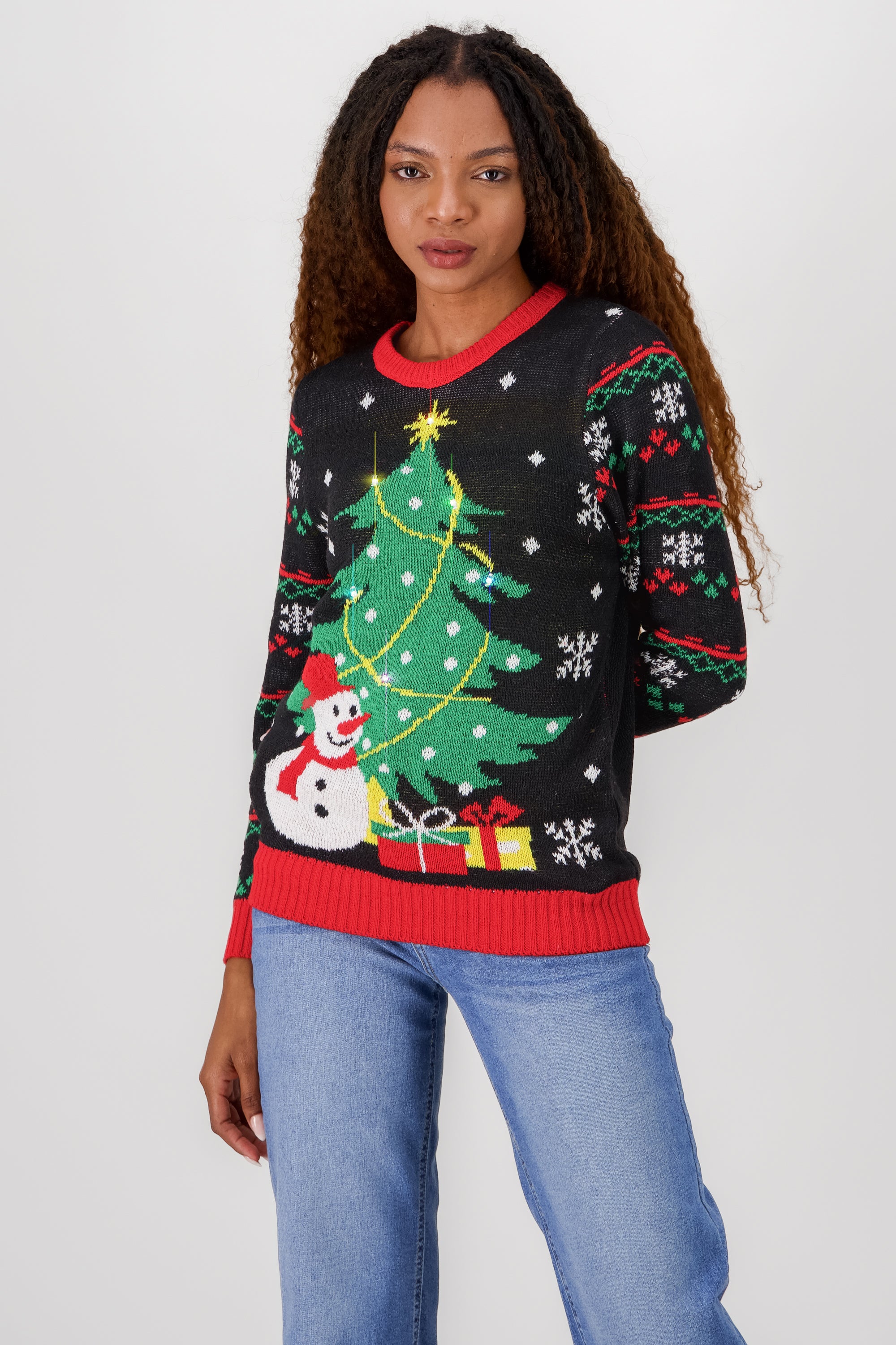 Tree Sweater with Lights and Music BLACK COMBO