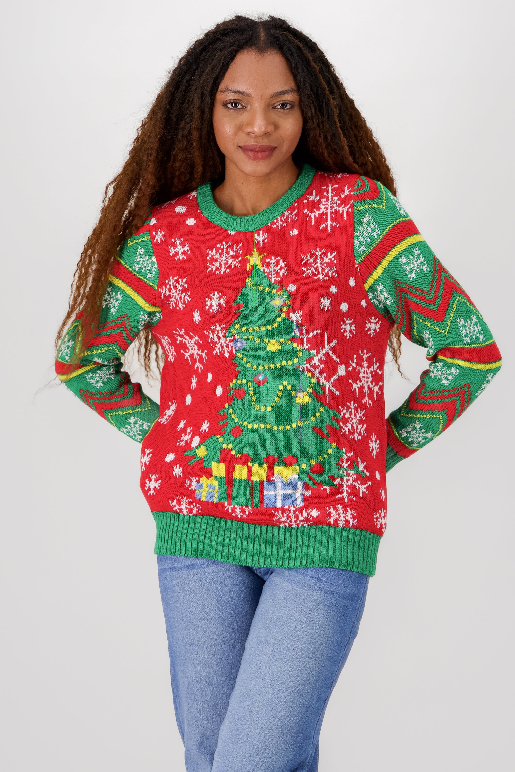 Tree Sweater with Lights and Music RED COMBO