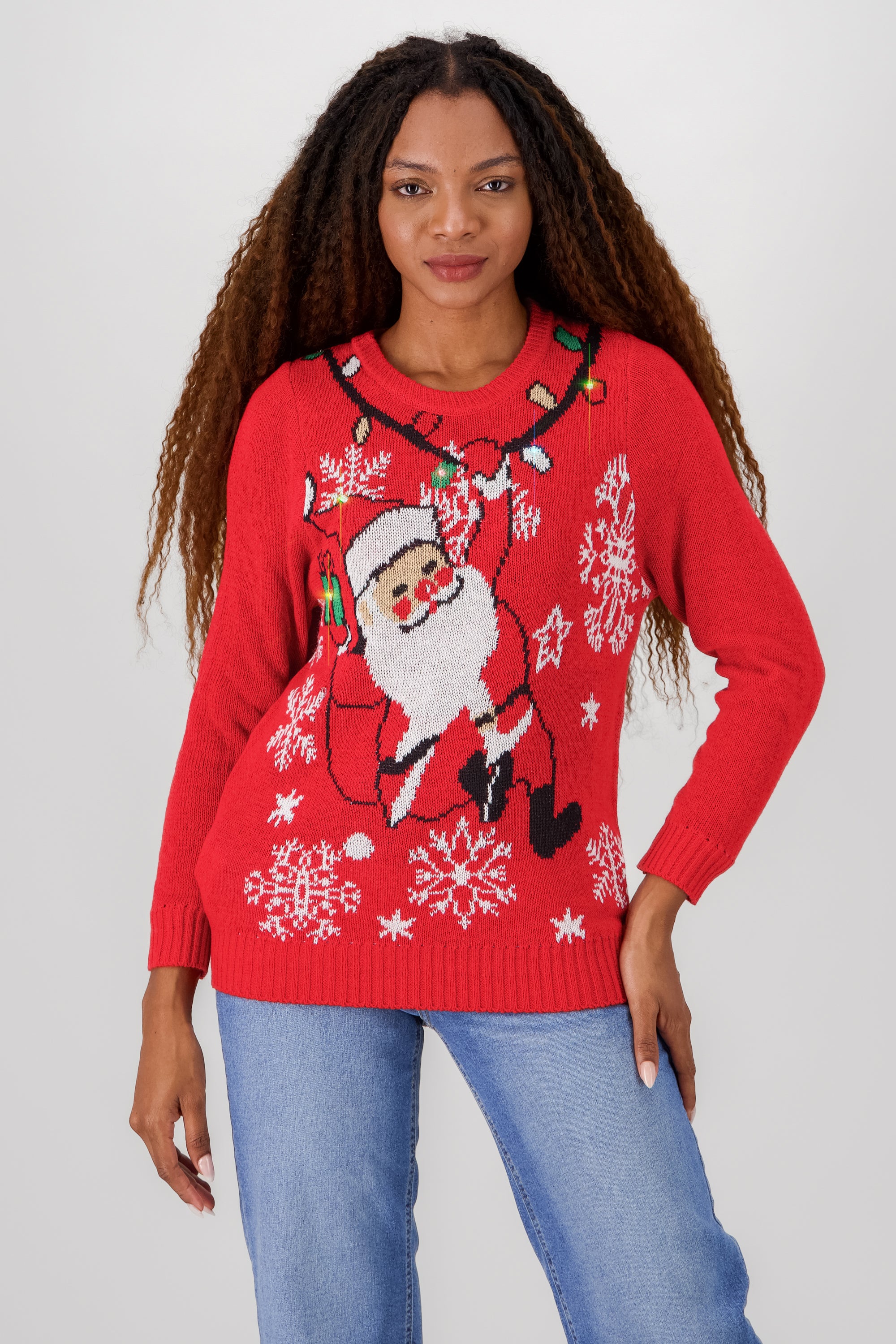 Santa Sweater with lights and music RED COMBO