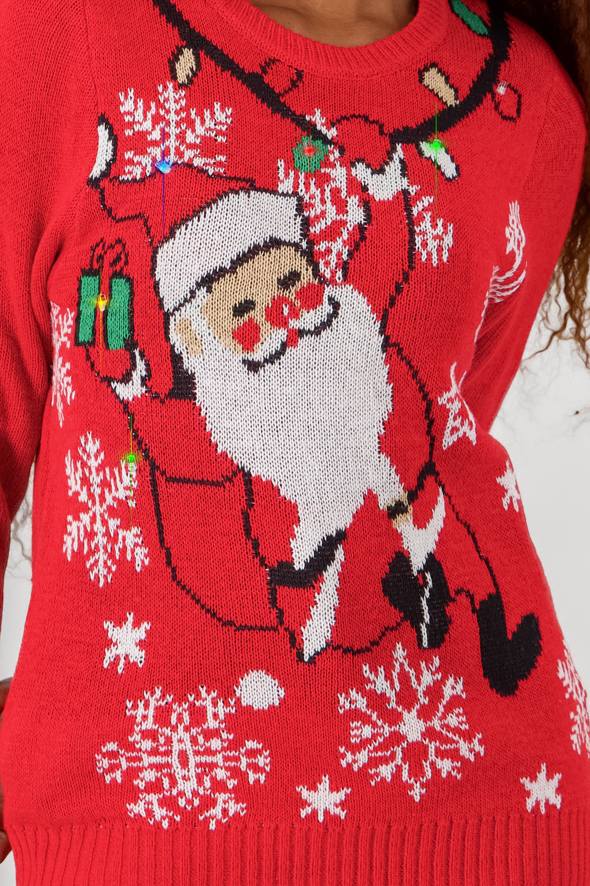 Santa Sweater with lights and music RED COMBO