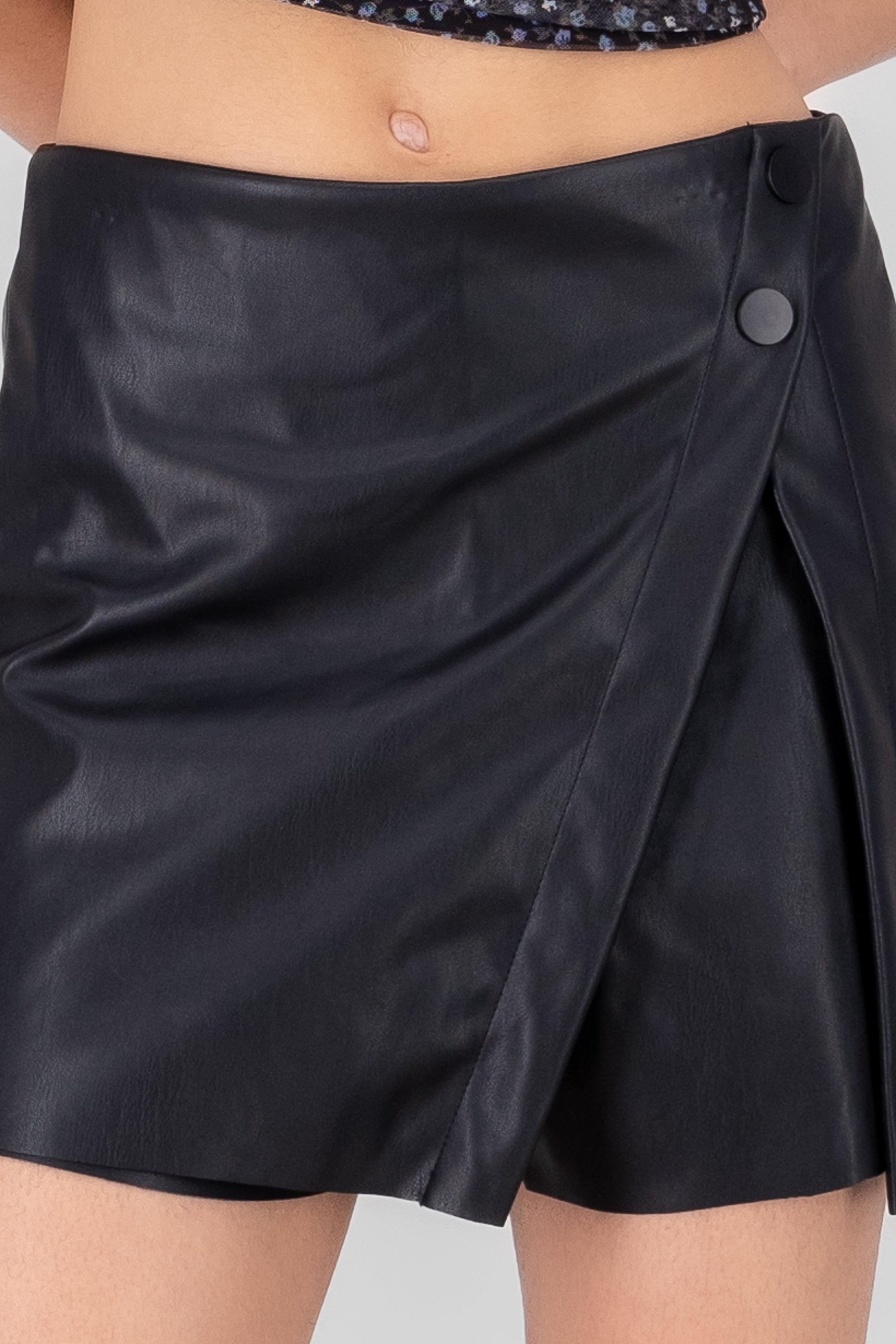 Faux Leather Skort BLACK