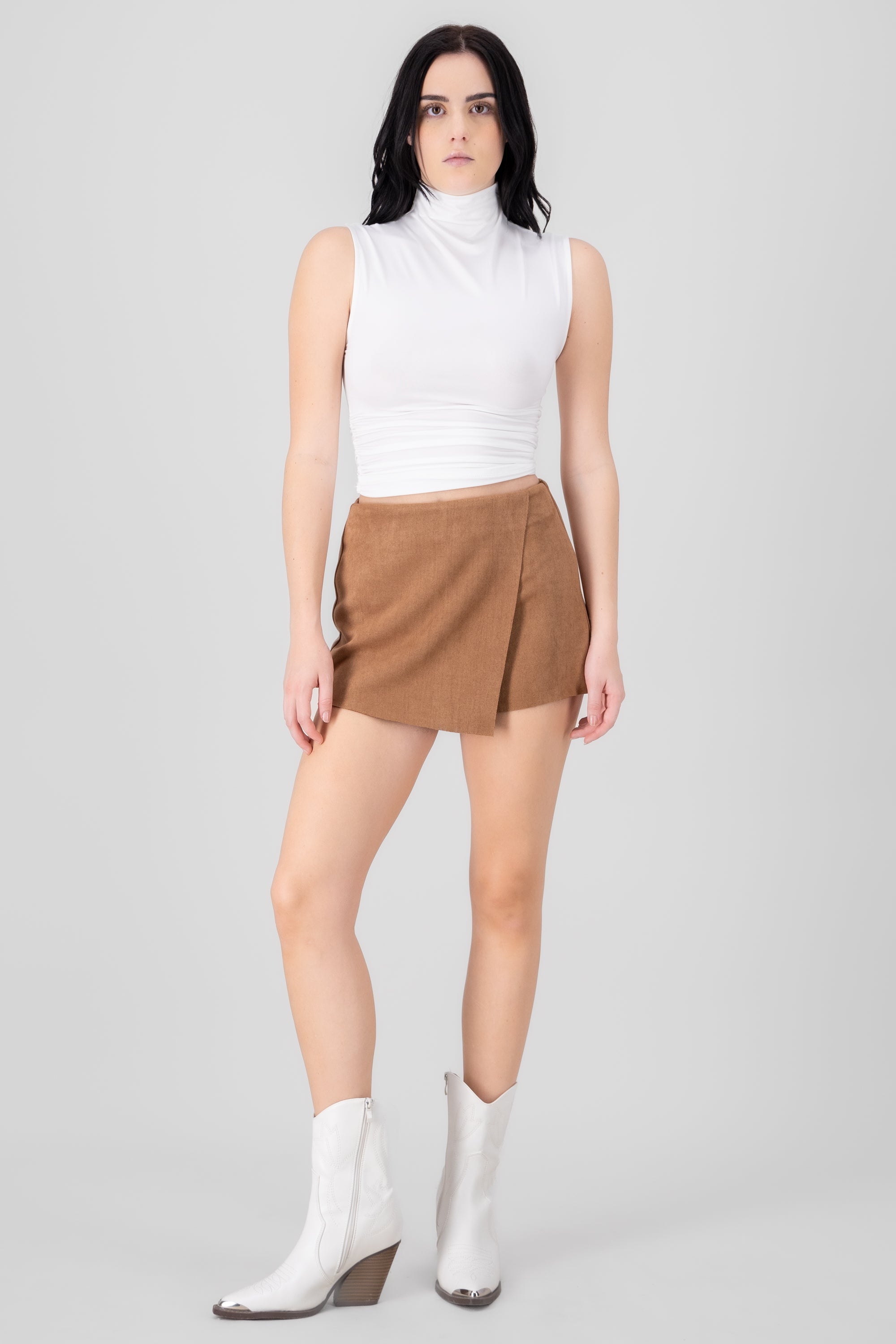 Solid Suede Mini Skirt CAMEL