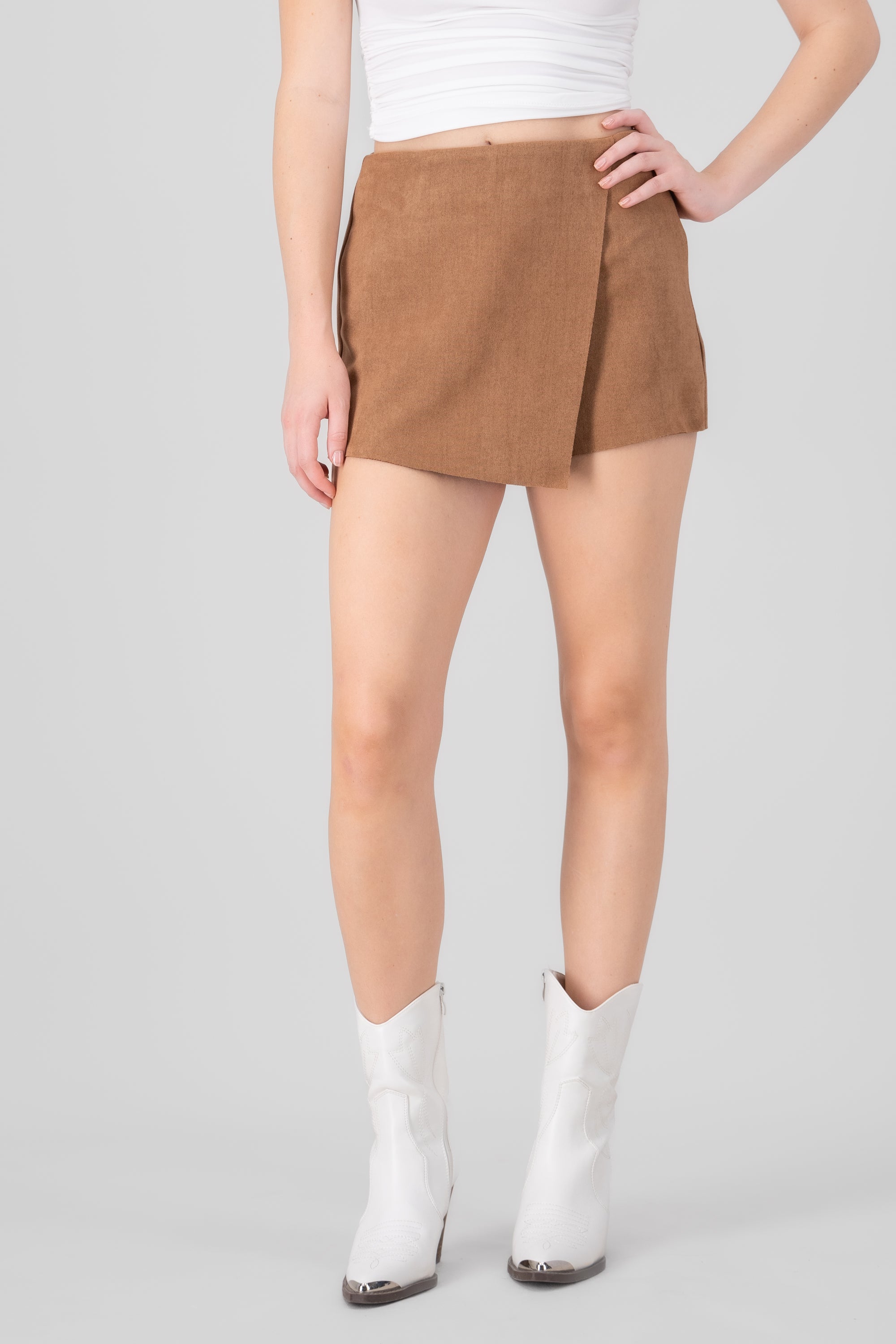 Solid Suede Mini Skirt CAMEL