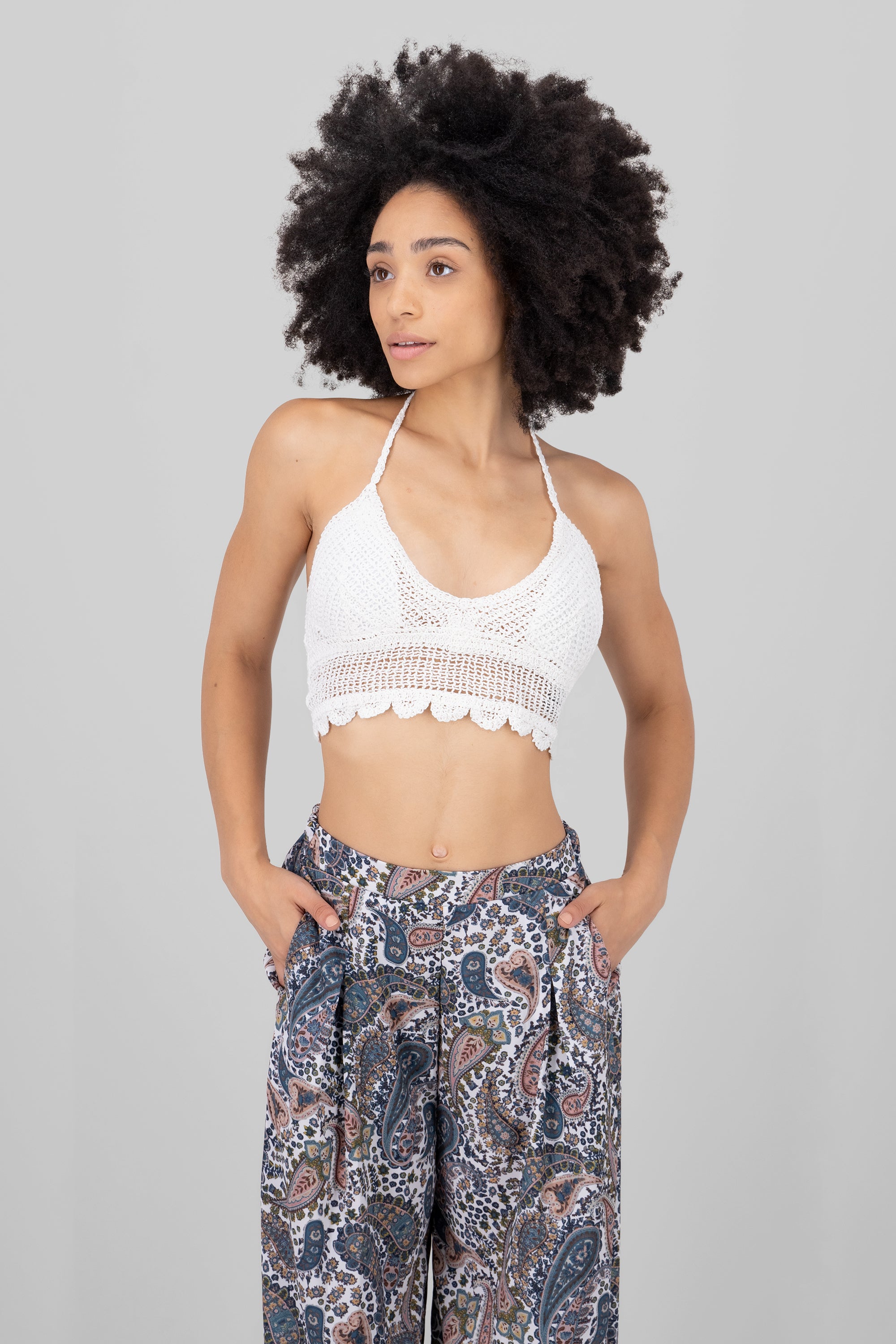 Crochet Halter Top WHITE