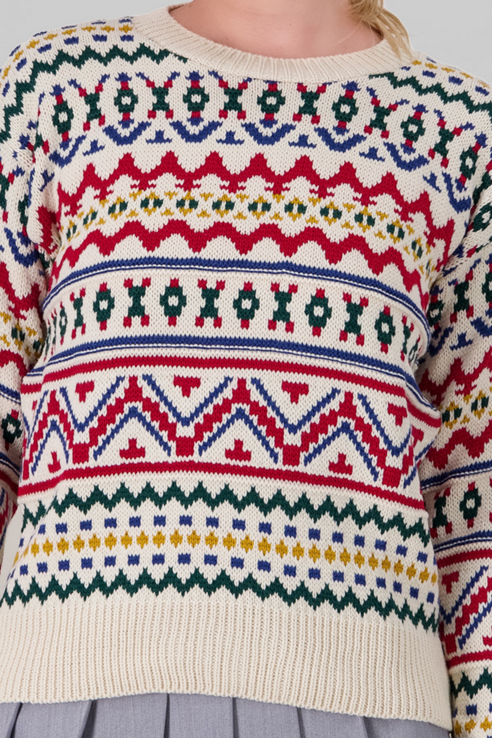 Patterns Christmas Sweater BONE COMBO