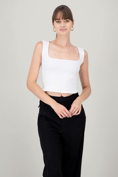 Square Neck Sleeveless Top BLACK