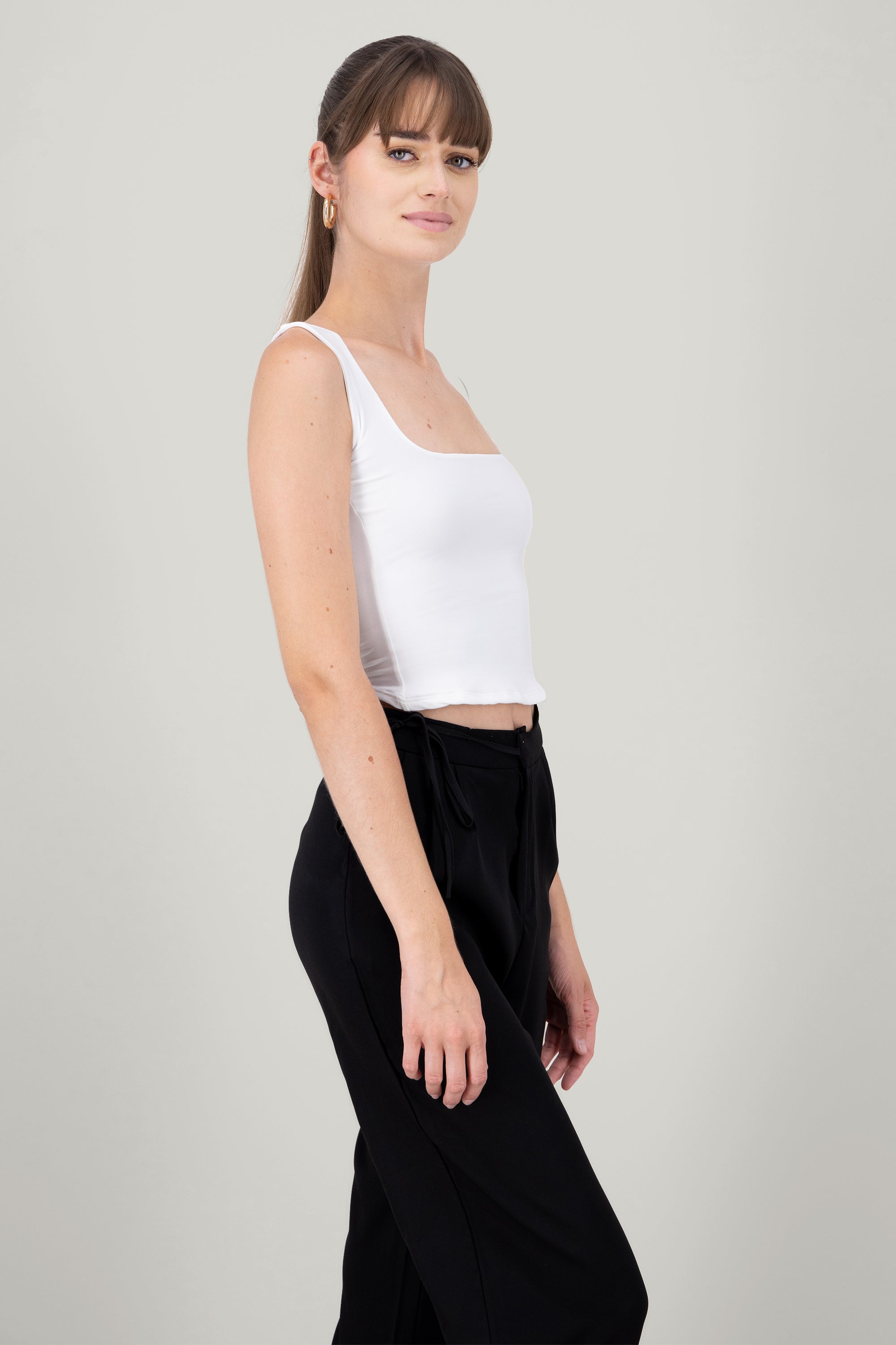 Square Neck Sleeveless Top WHITE