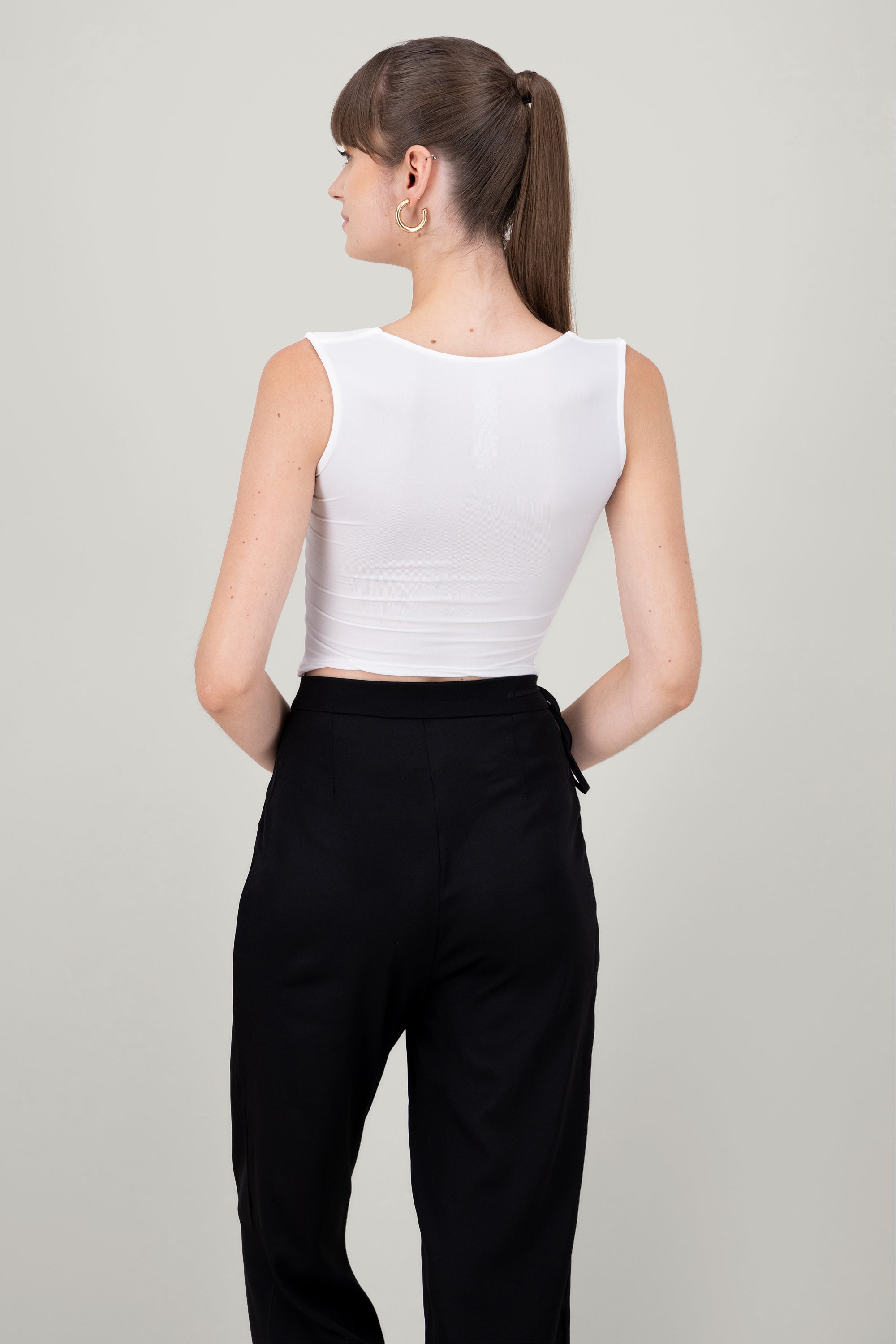 Square Neck Sleeveless Top WHITE