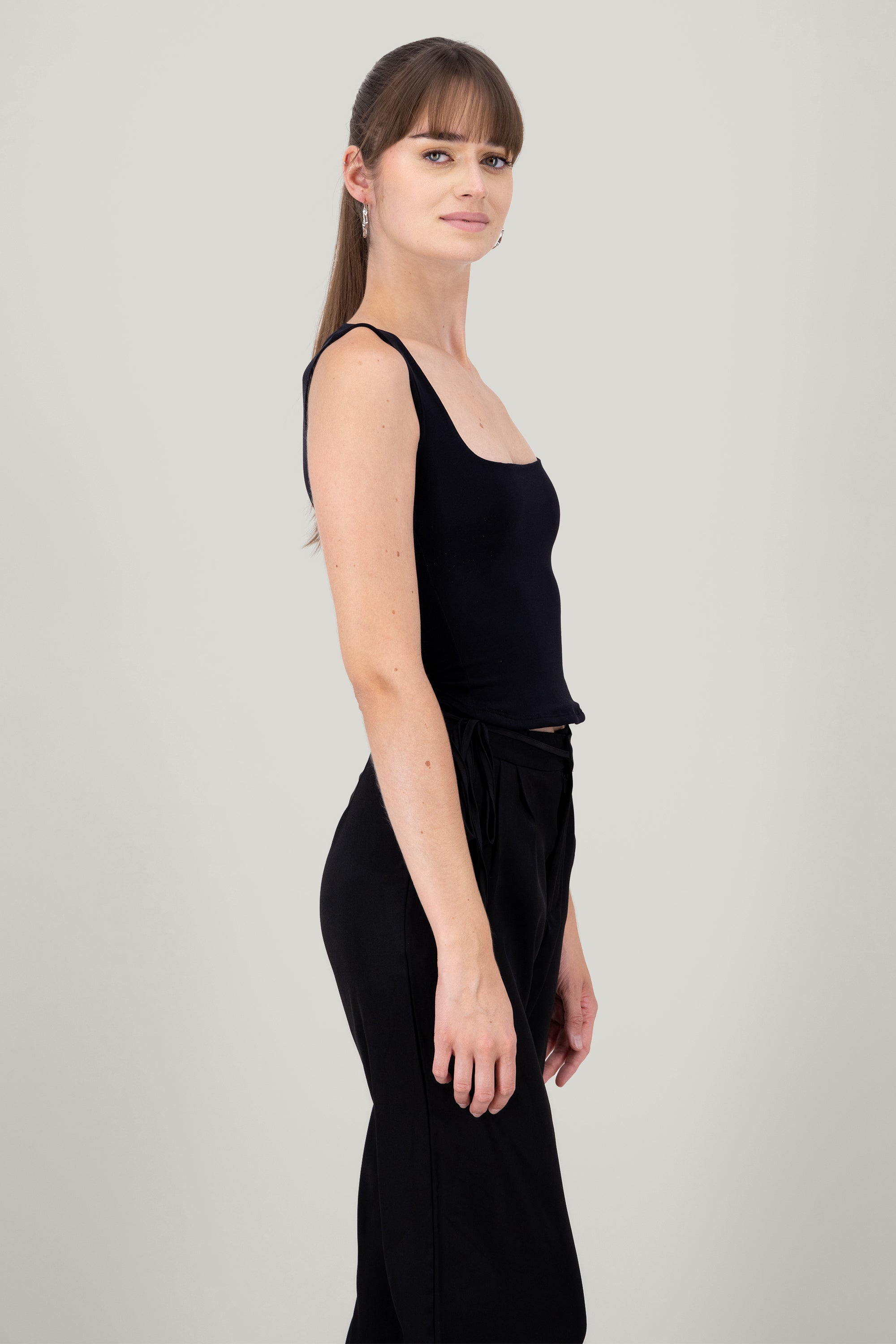 Square Neck Sleeveless Top BLACK