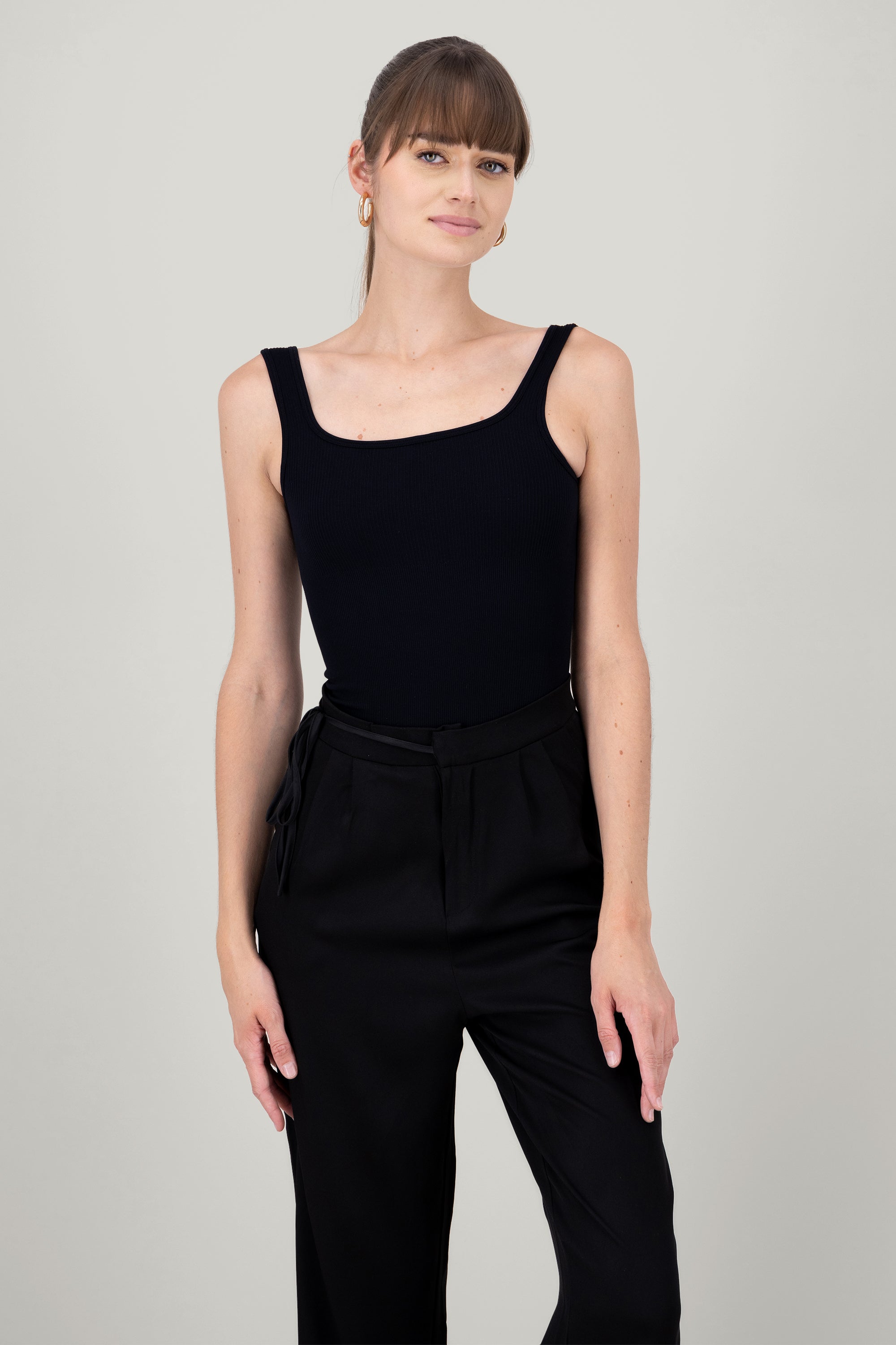 Square Neck Sleeveless Bodysuit BLACK