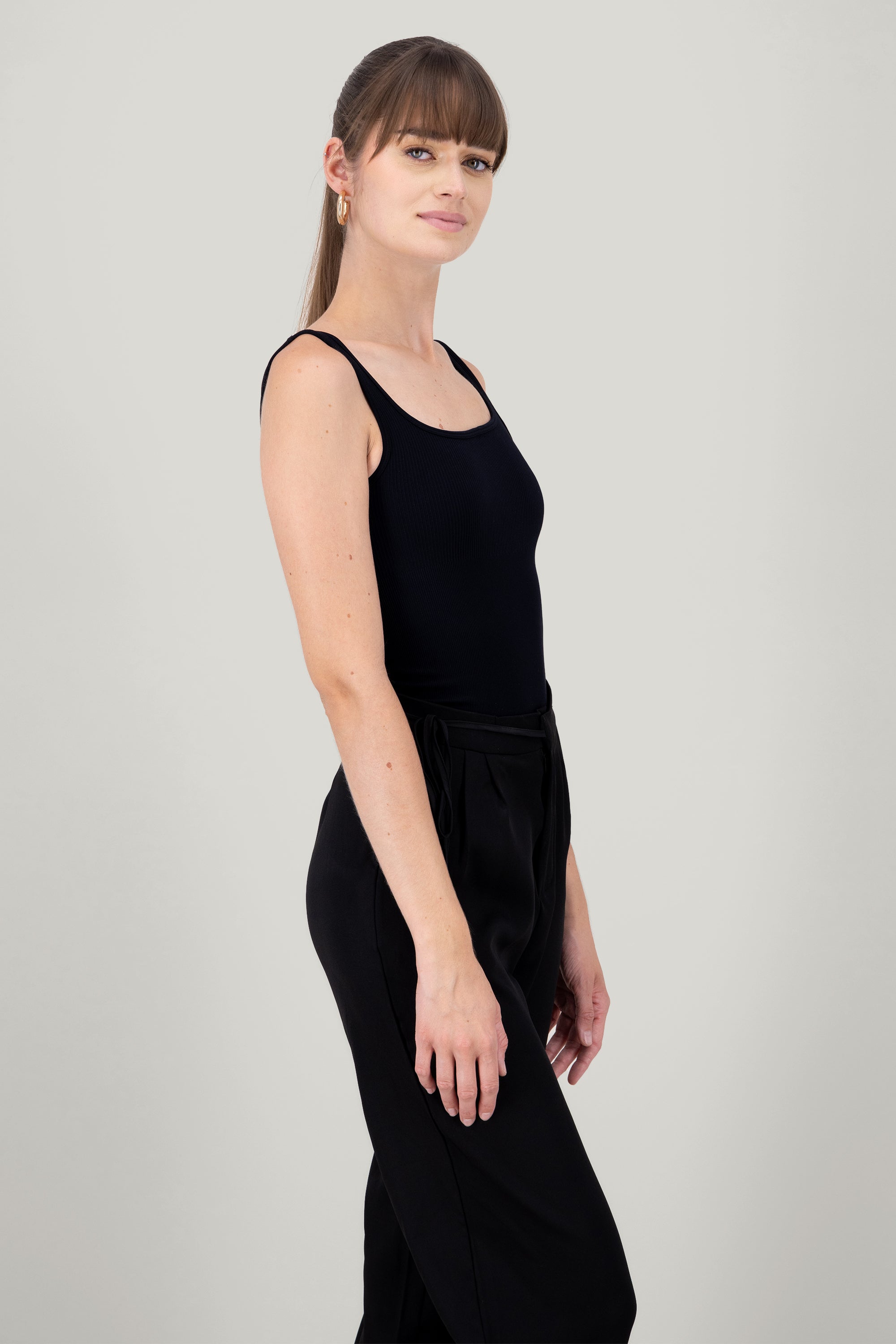 Square Neck Sleeveless Bodysuit BLACK