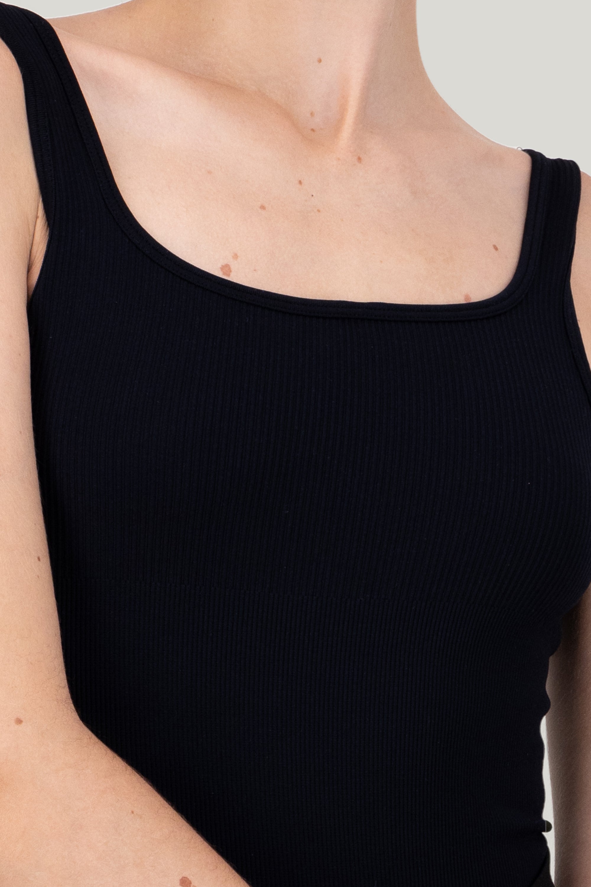 Square Neck Sleeveless Bodysuit BLACK