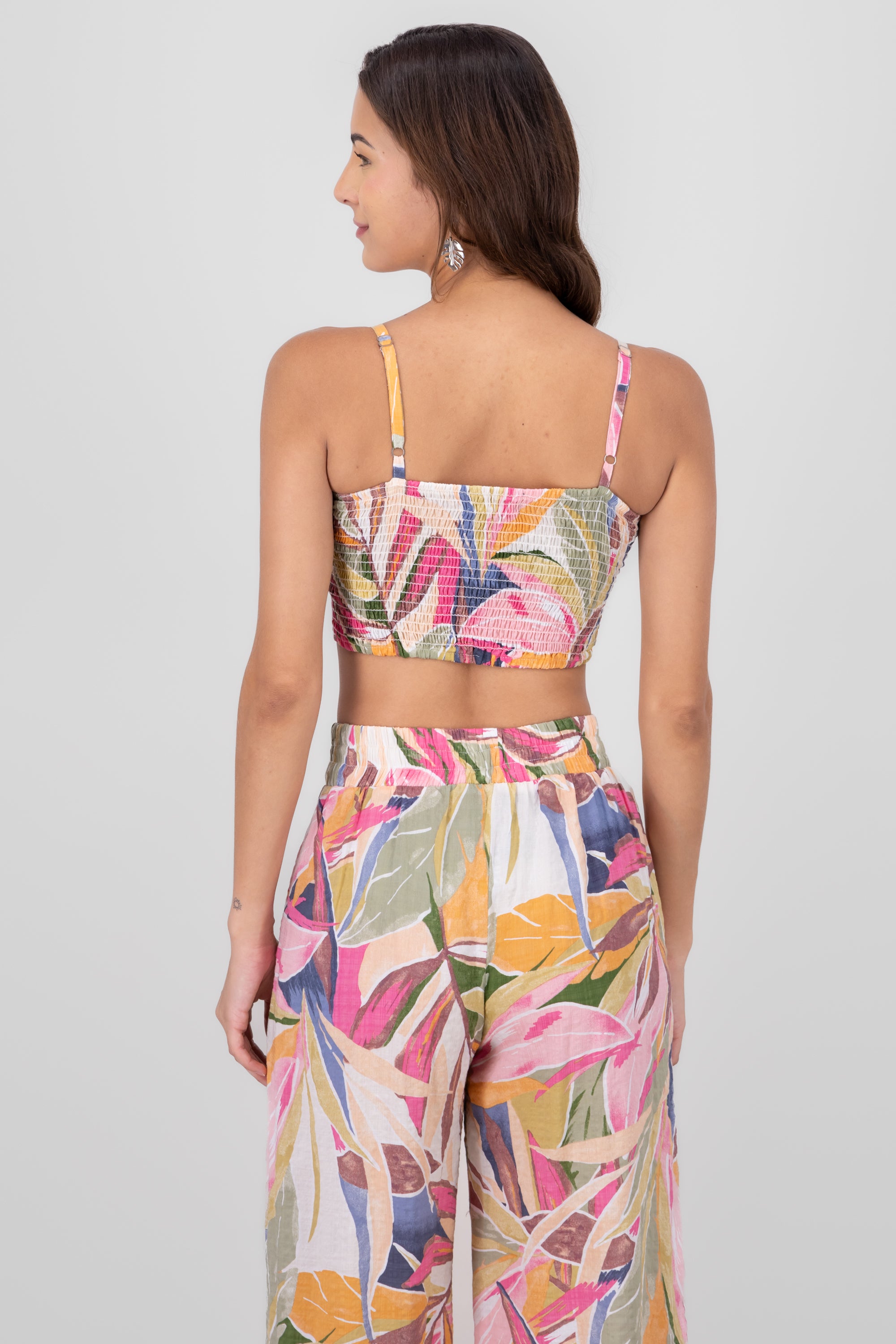 Tropical Printed Crop Top PINK COMBO