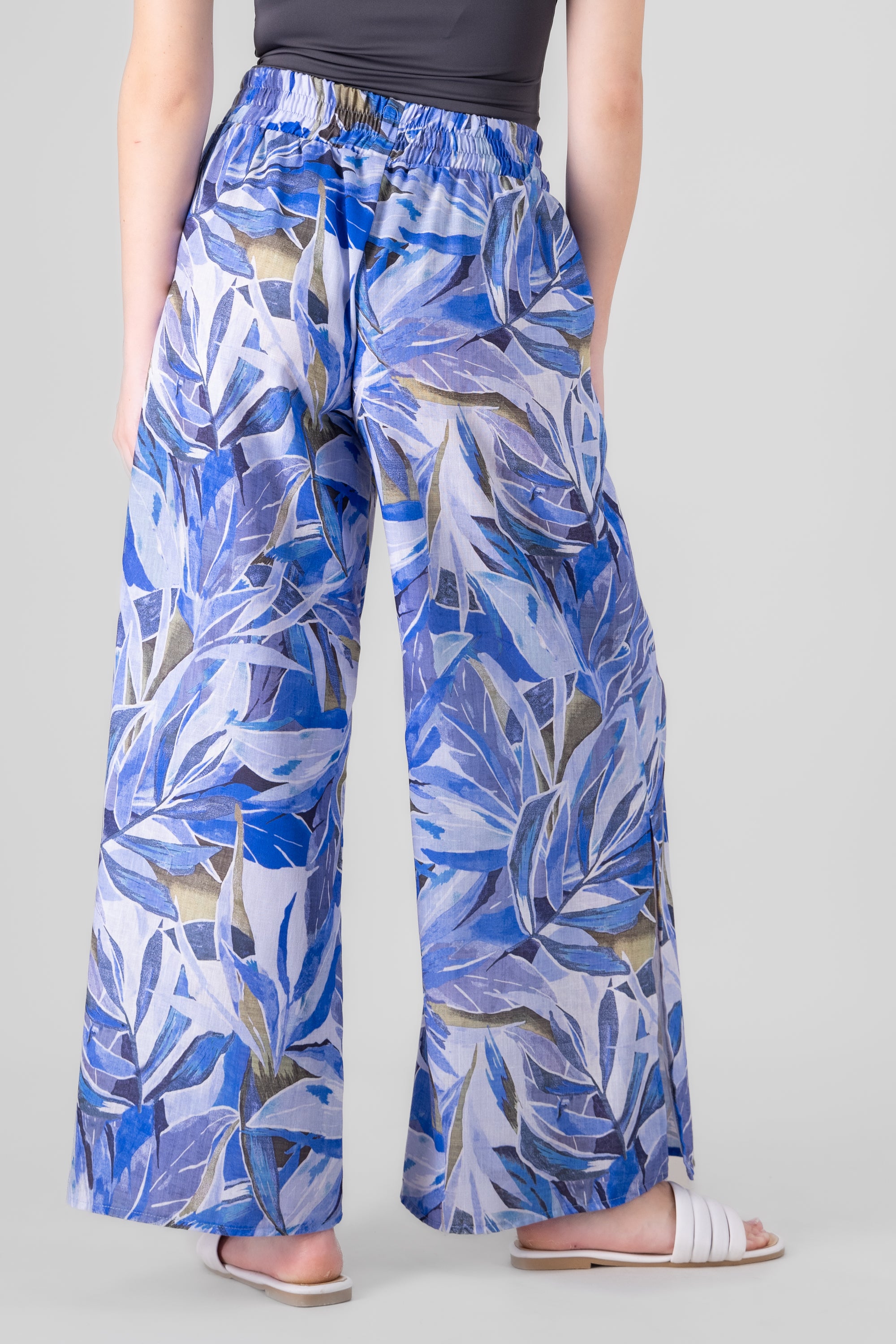 Vacation Floral Printed Fun Pant BLUE COMBO