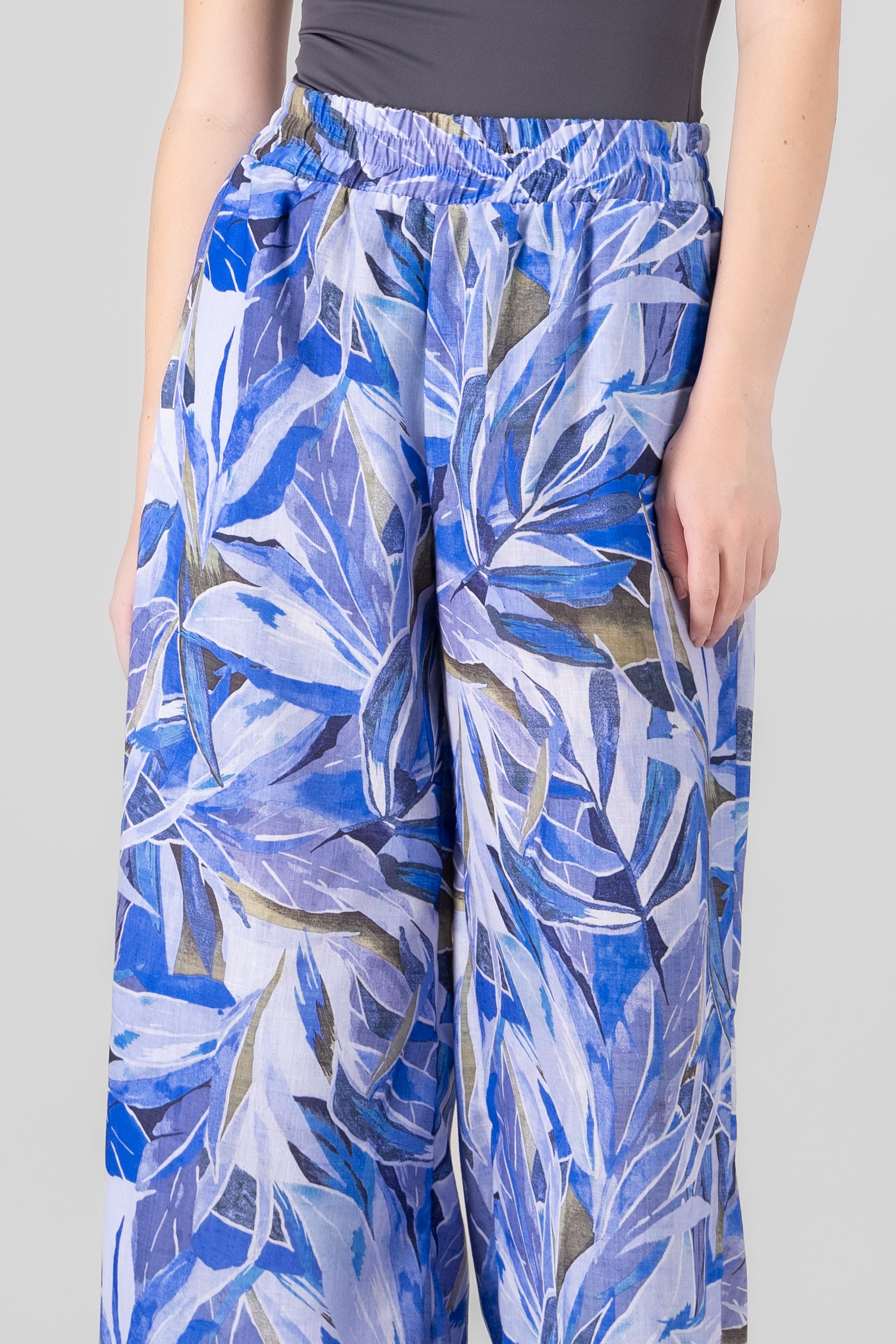 Vacation Floral Printed Fun Pant BLUE COMBO