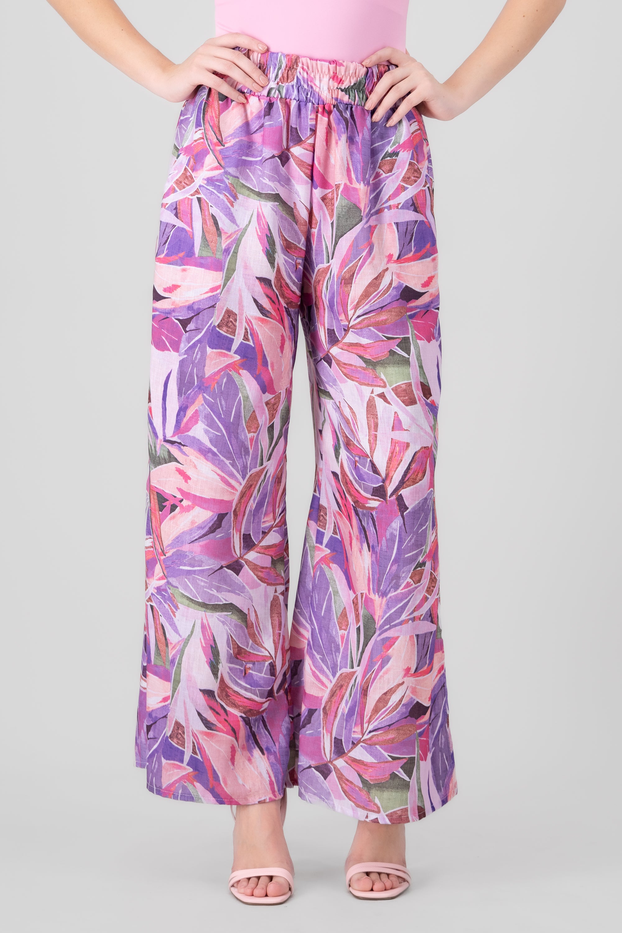 Vacation Floral Printed Fun Pant PURPLE COMBO