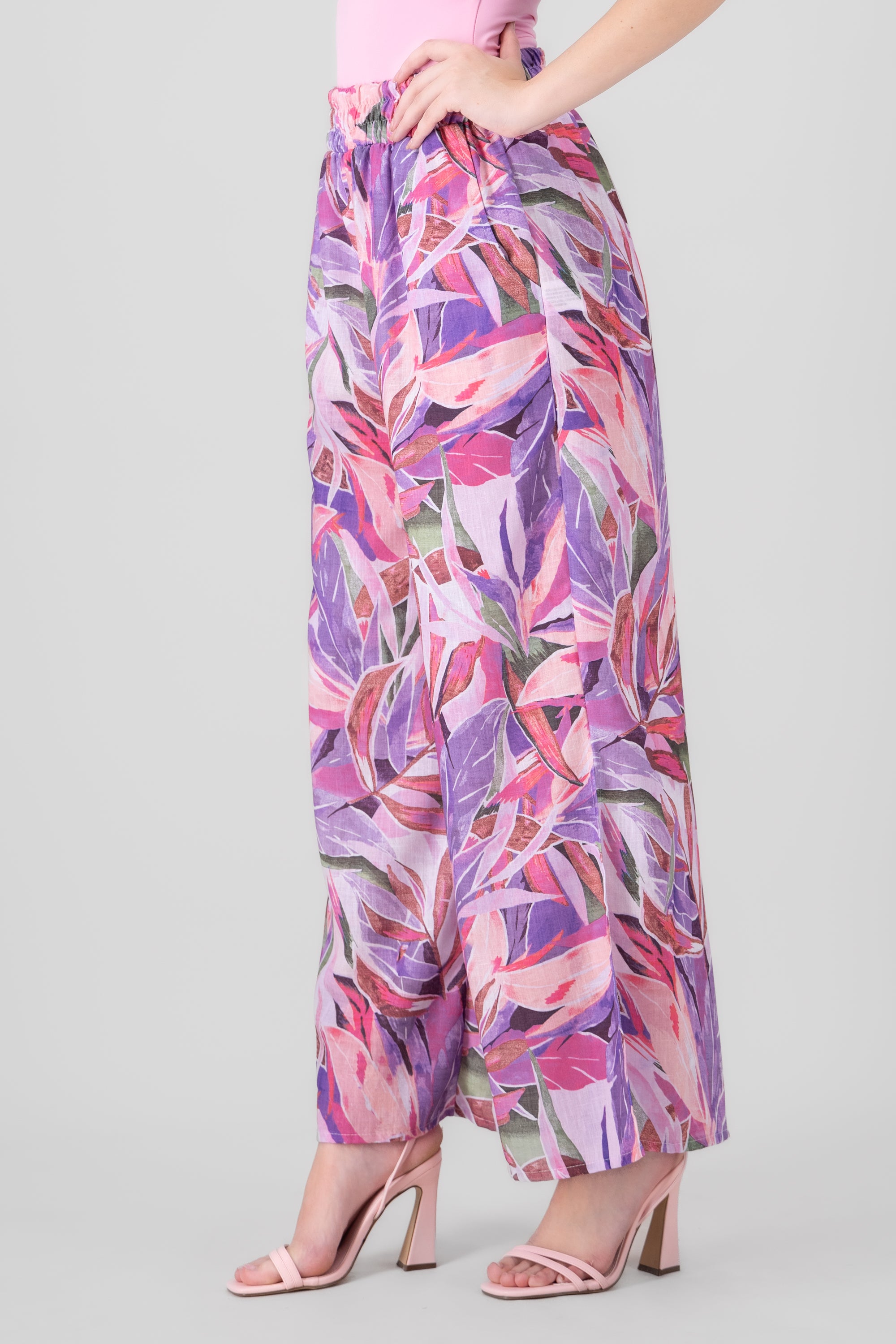 Vacation Floral Printed Fun Pant PURPLE COMBO