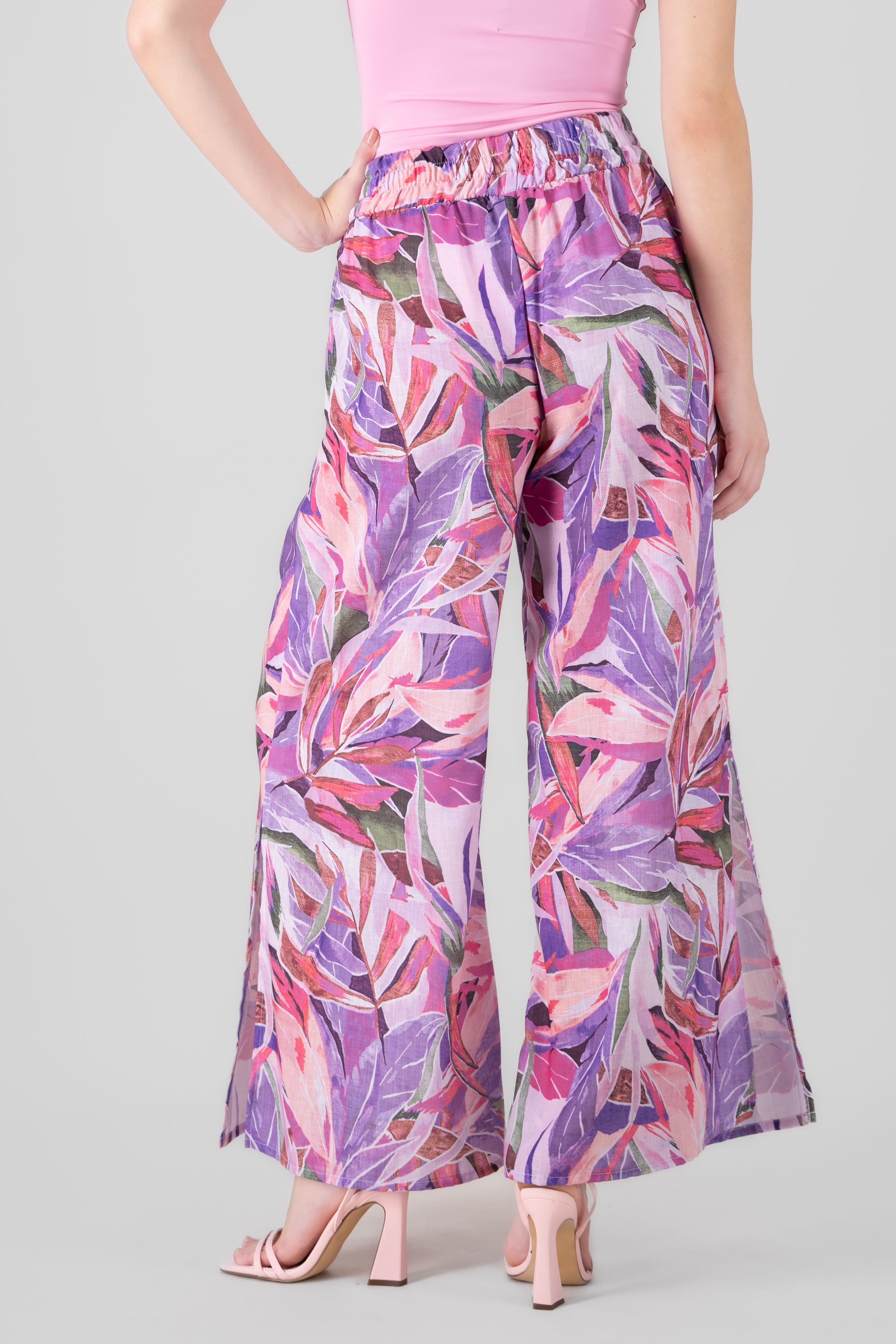 Vacation Floral Printed Fun Pant PURPLE COMBO