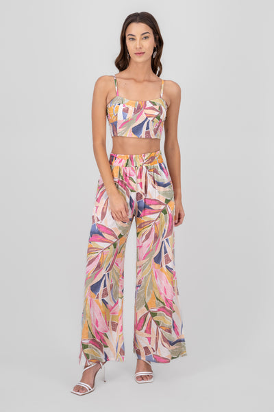 Vacation Floral Printed Fun Pant PINK COMBO