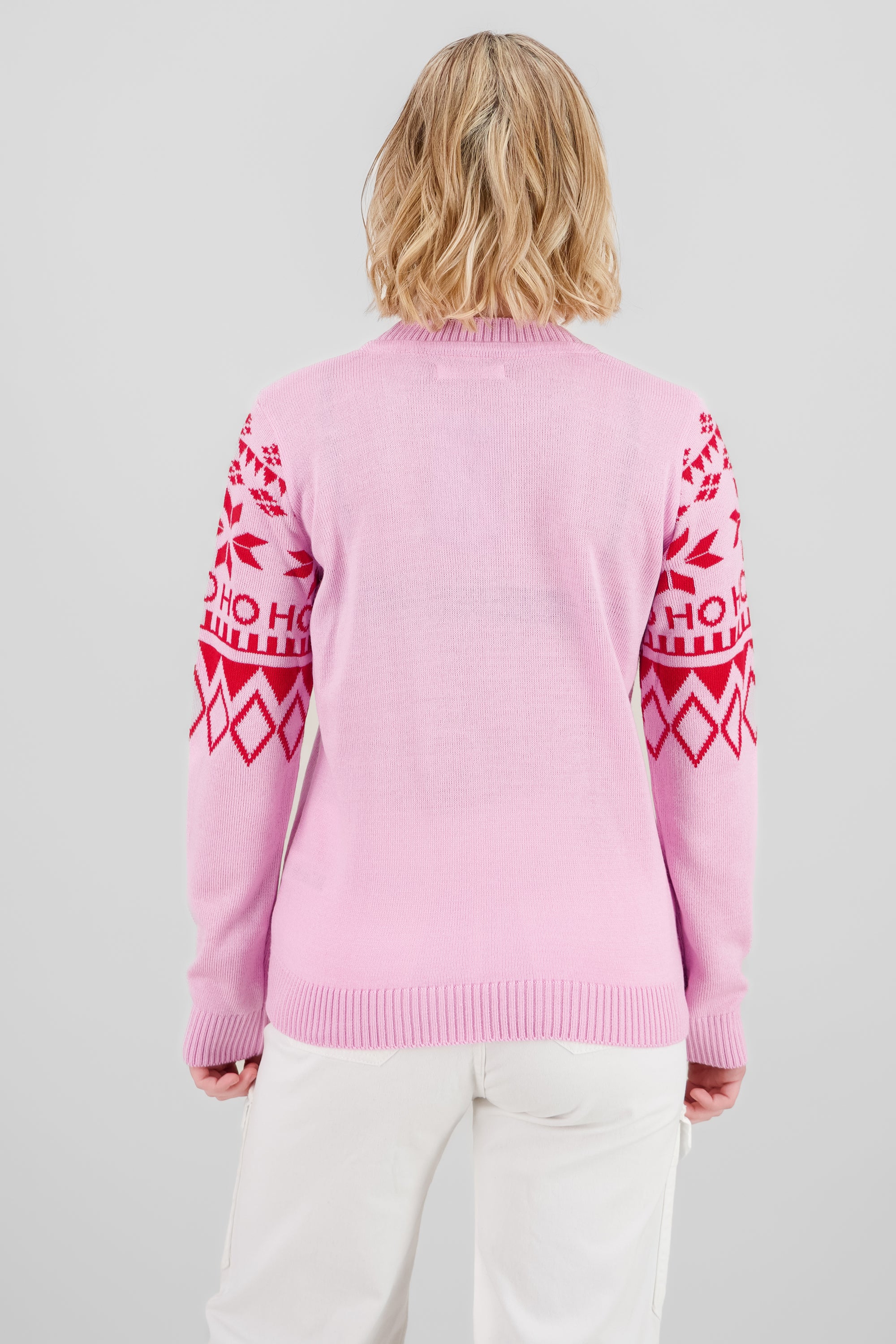 Pompom Details Christmas Sweater PINK COMBO