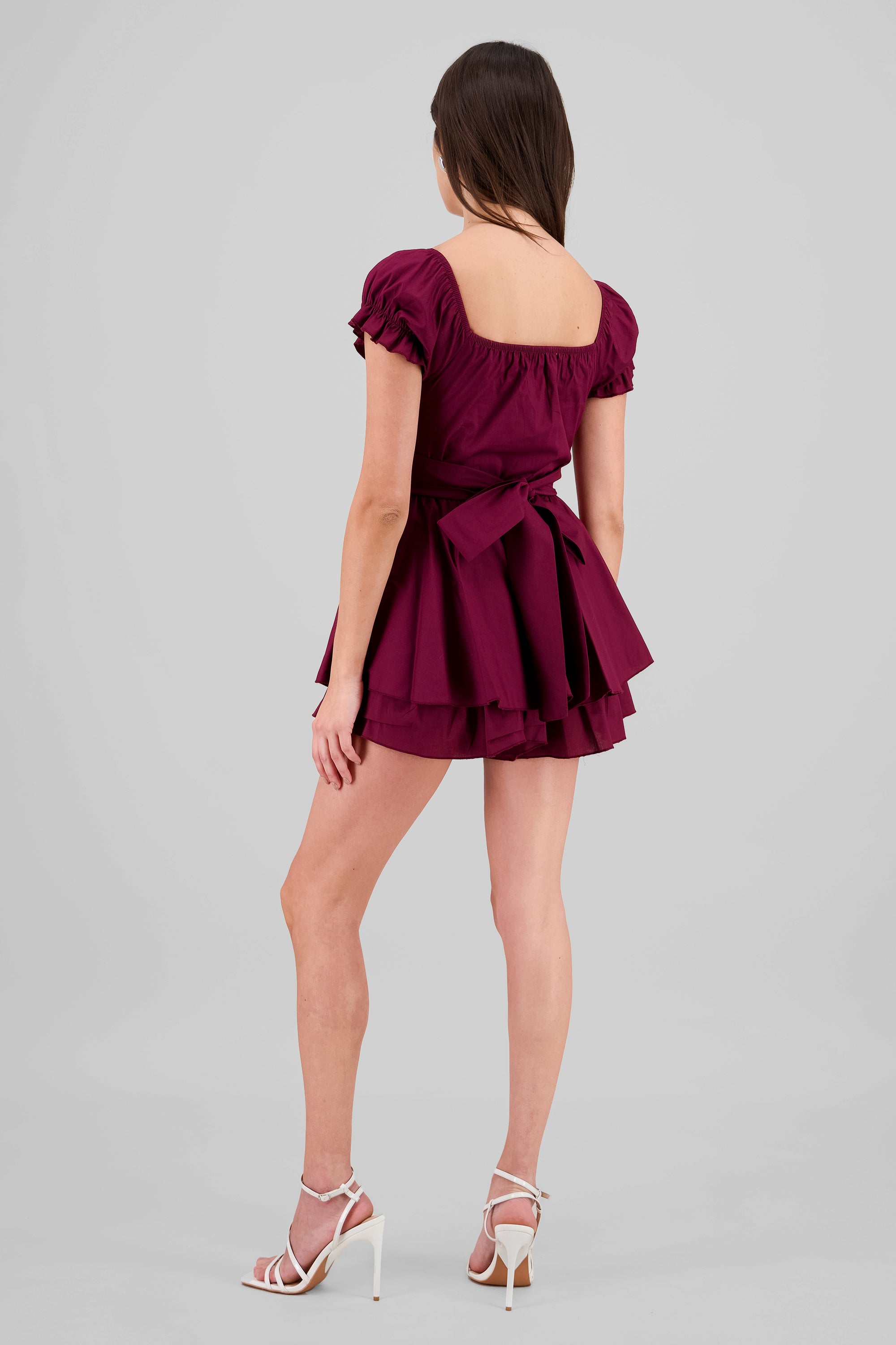 Wrinkled Bustier Mini Dress PLUM