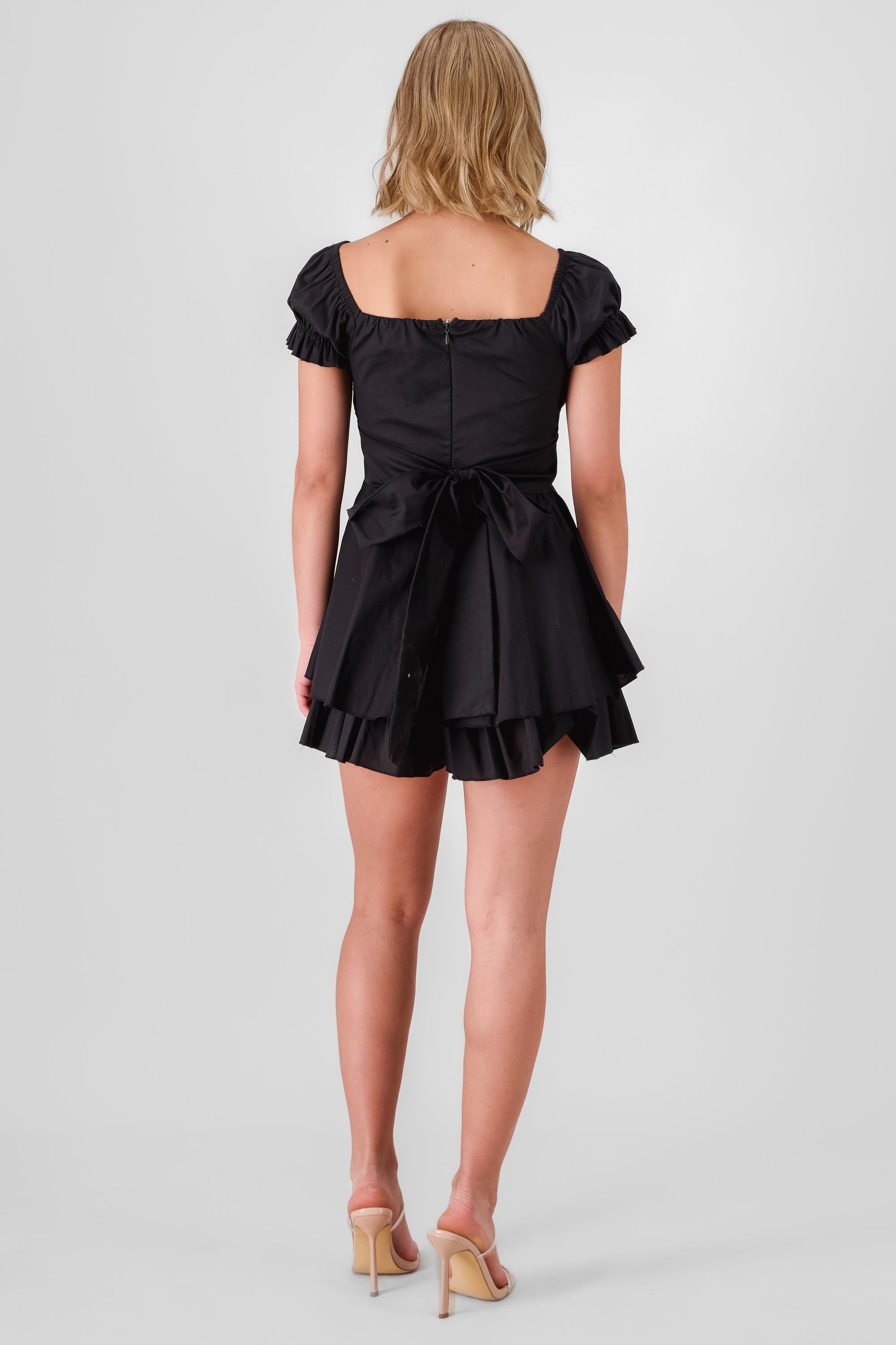 Wrinkled Bustier Mini Dress BLACK