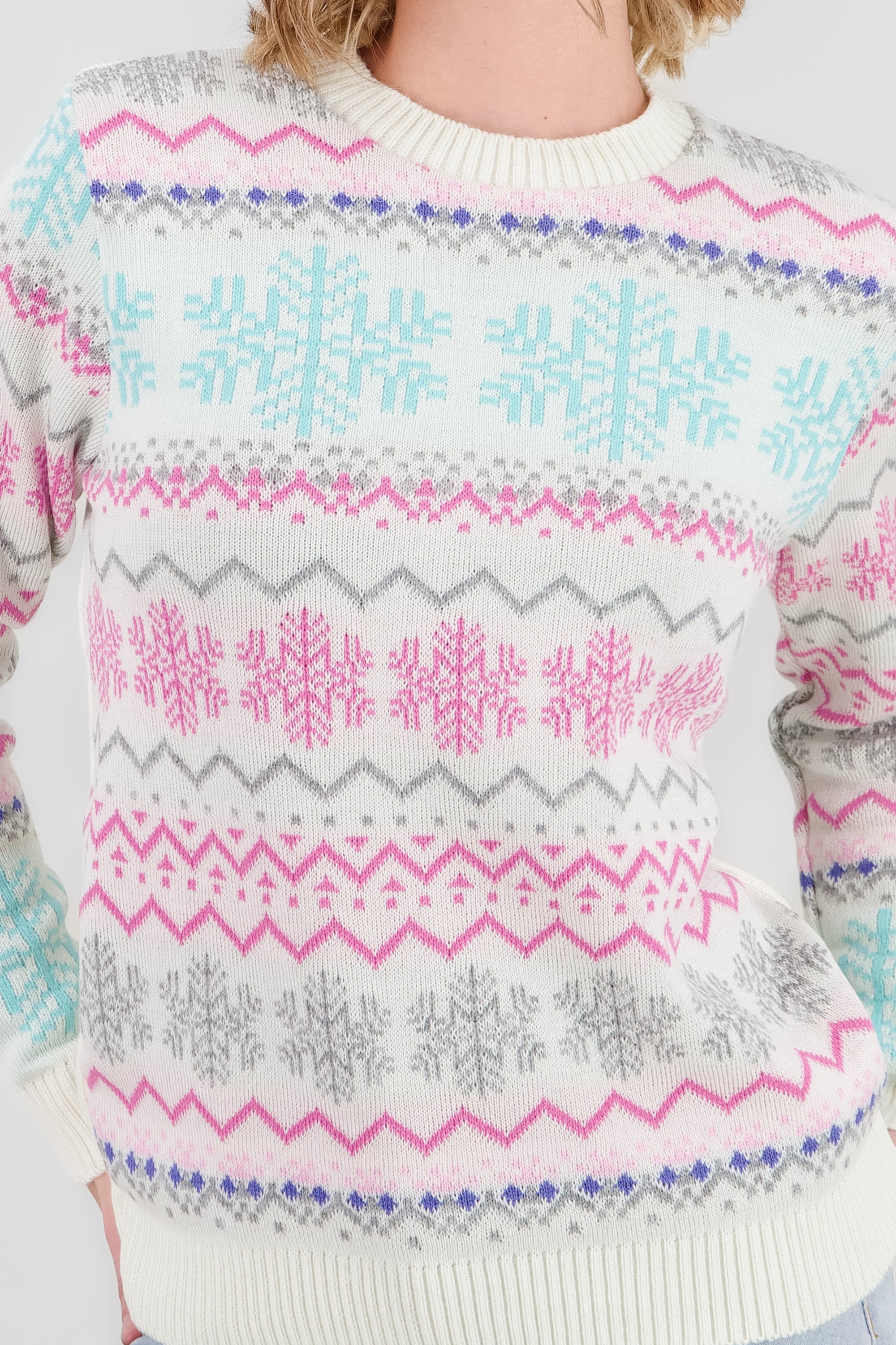 Patterns Christmas Sweater BONE COMBO