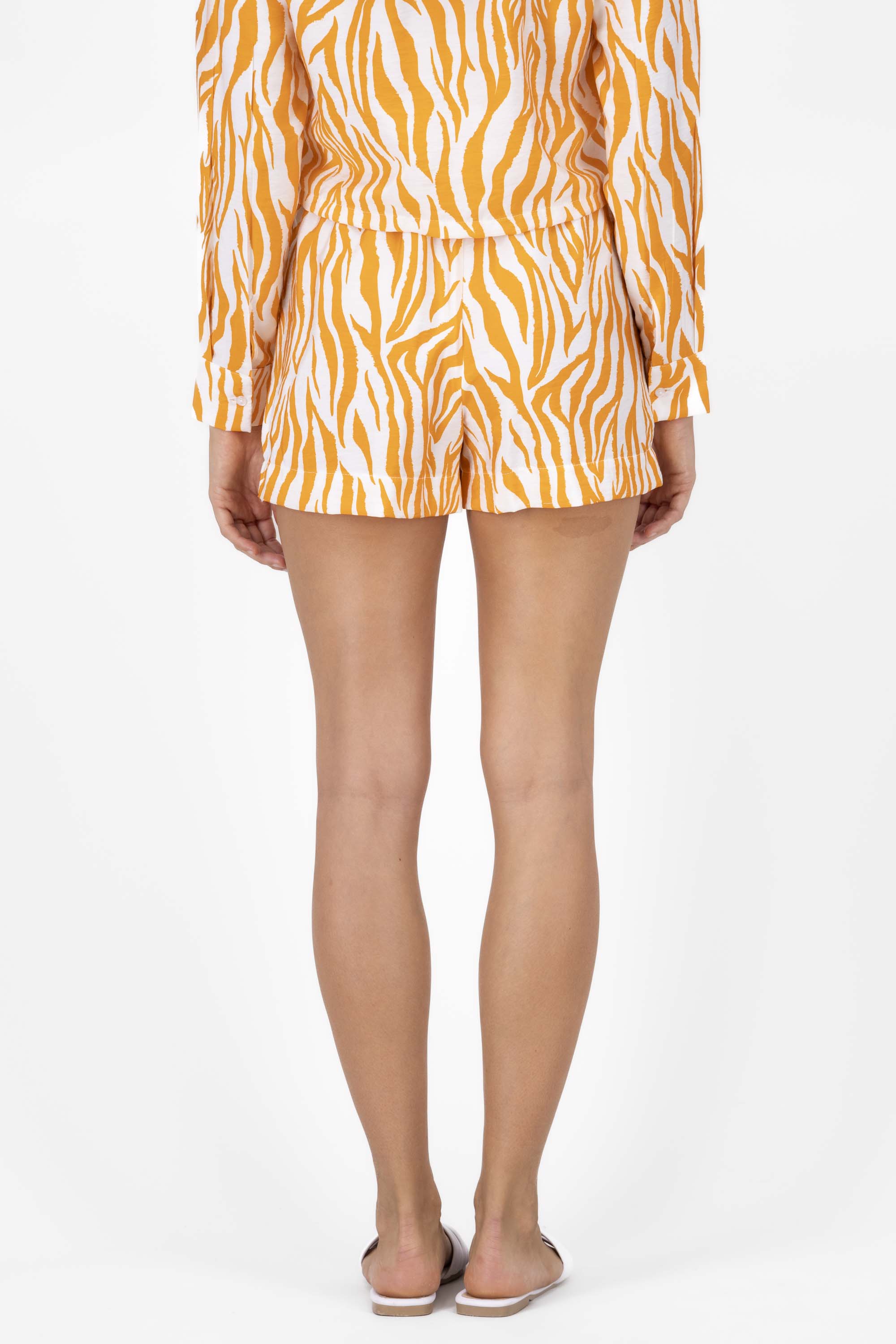 Zebra Print High Waisted Shorts ORANGE COMBO