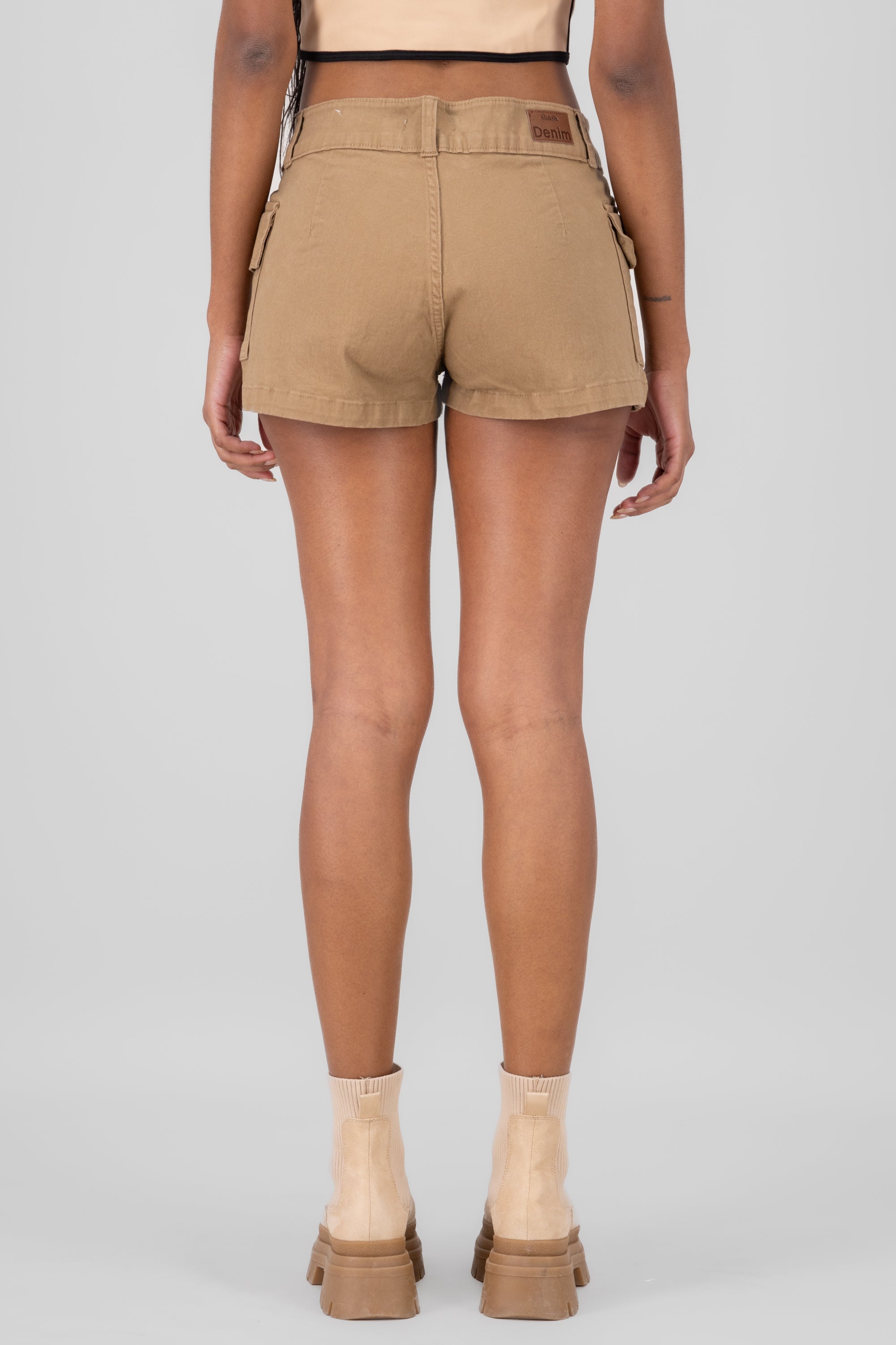 Low Waist Cargo Mini Shorts KHAKI