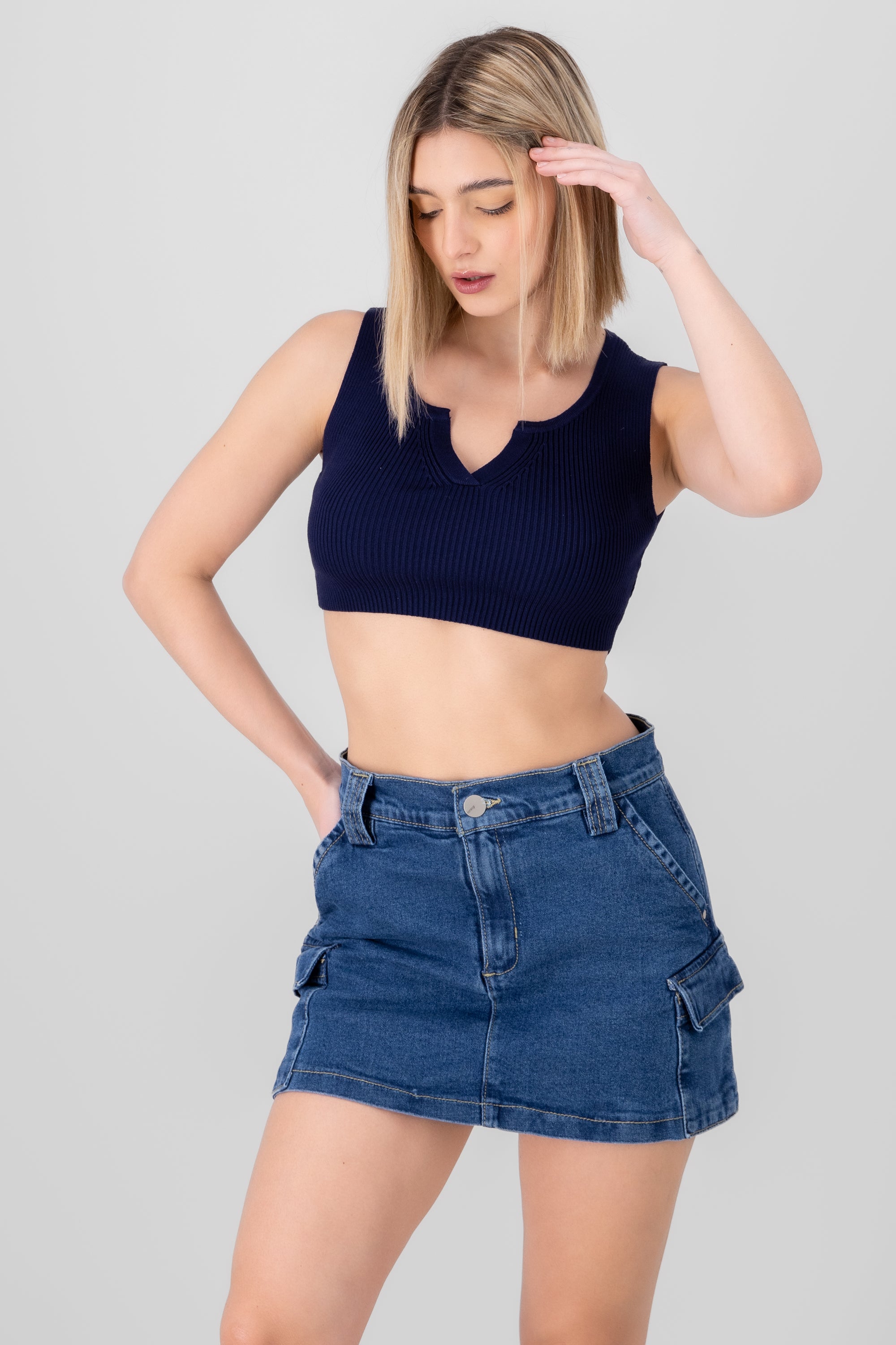 Solid Knit Top NAVY