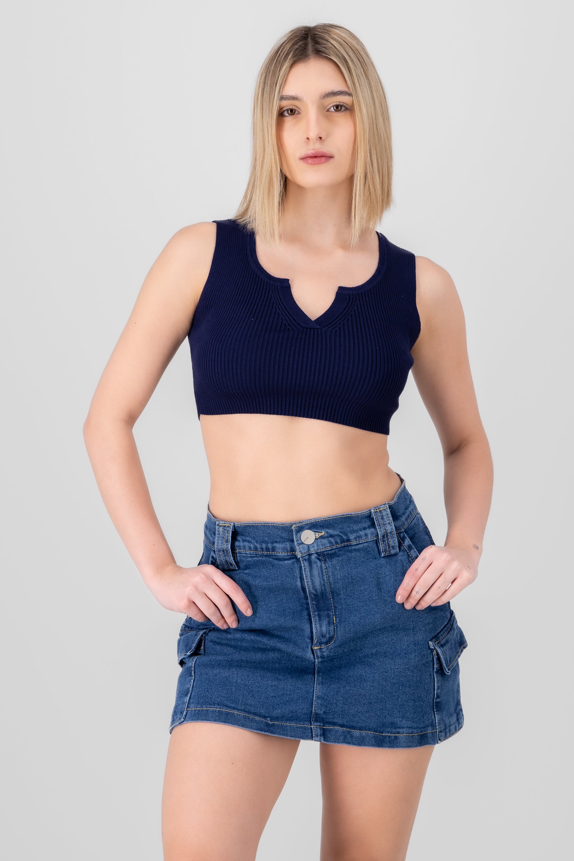 Solid Knit Top NAVY