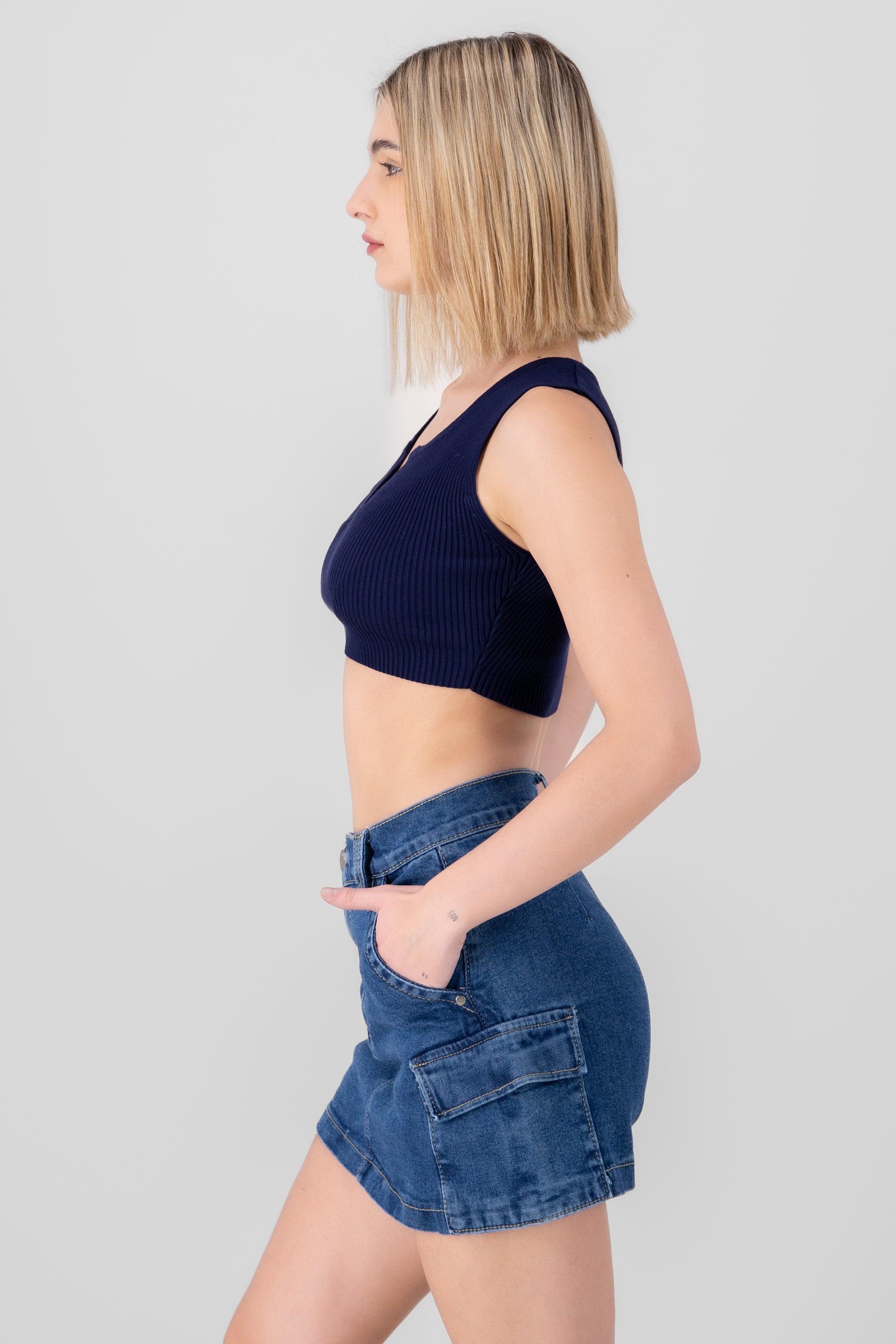 Solid Knit Top NAVY