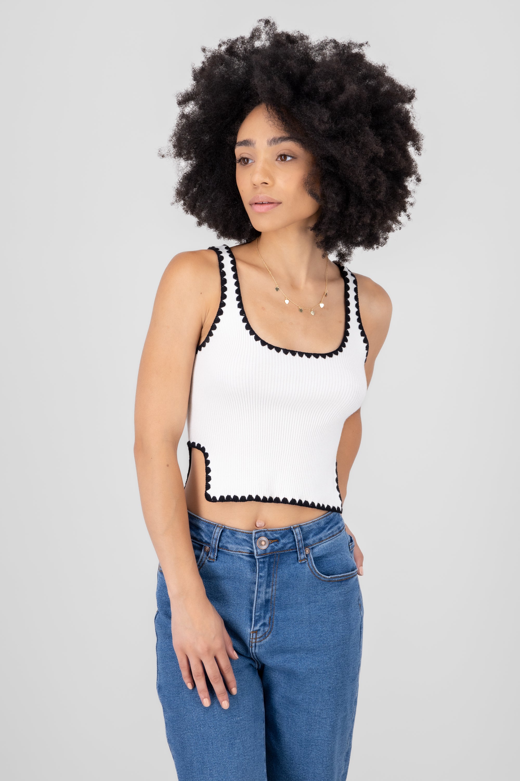 Contrast Knitted Top BLACK/WHITE