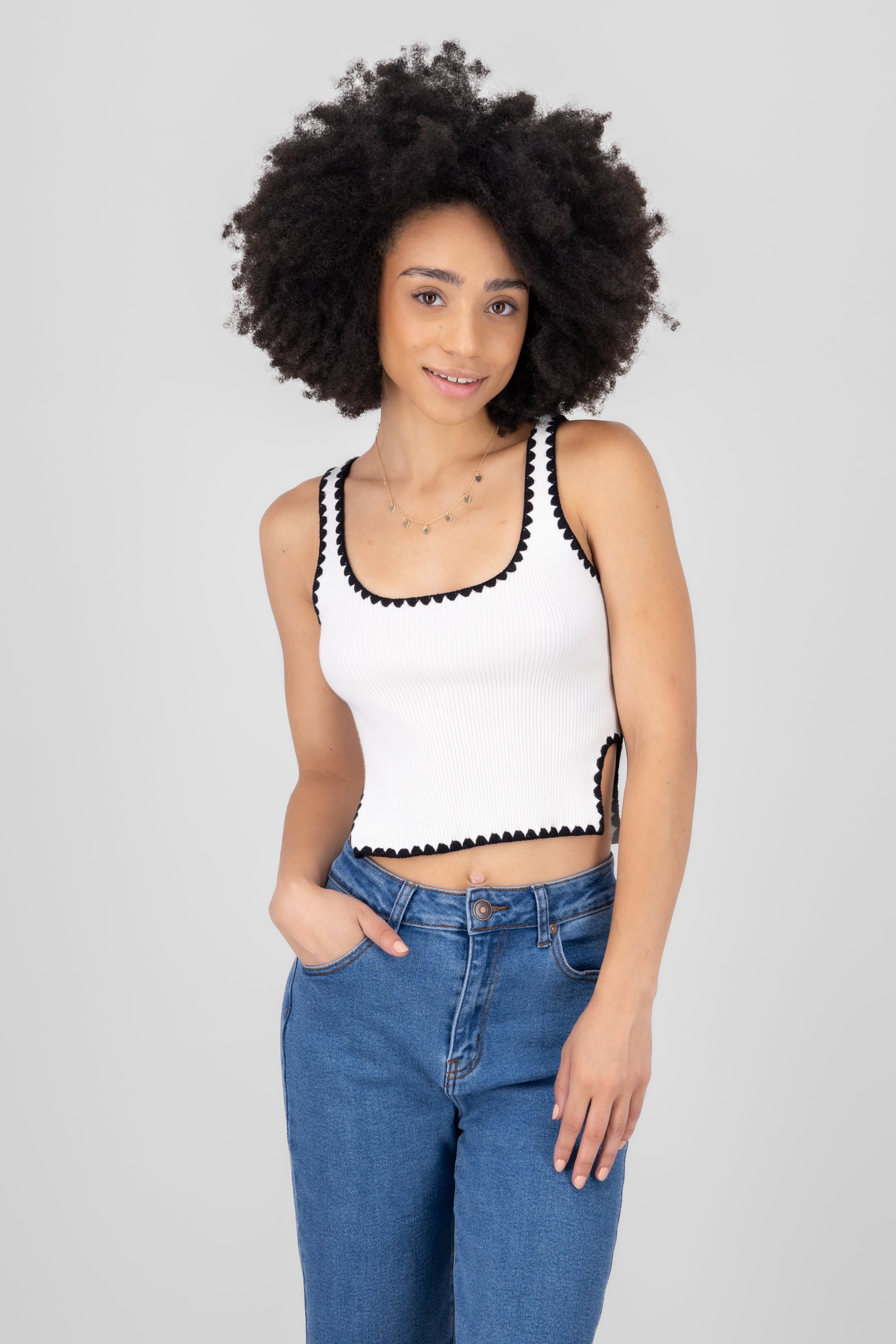 Contrast Knitted Top BLACK/WHITE