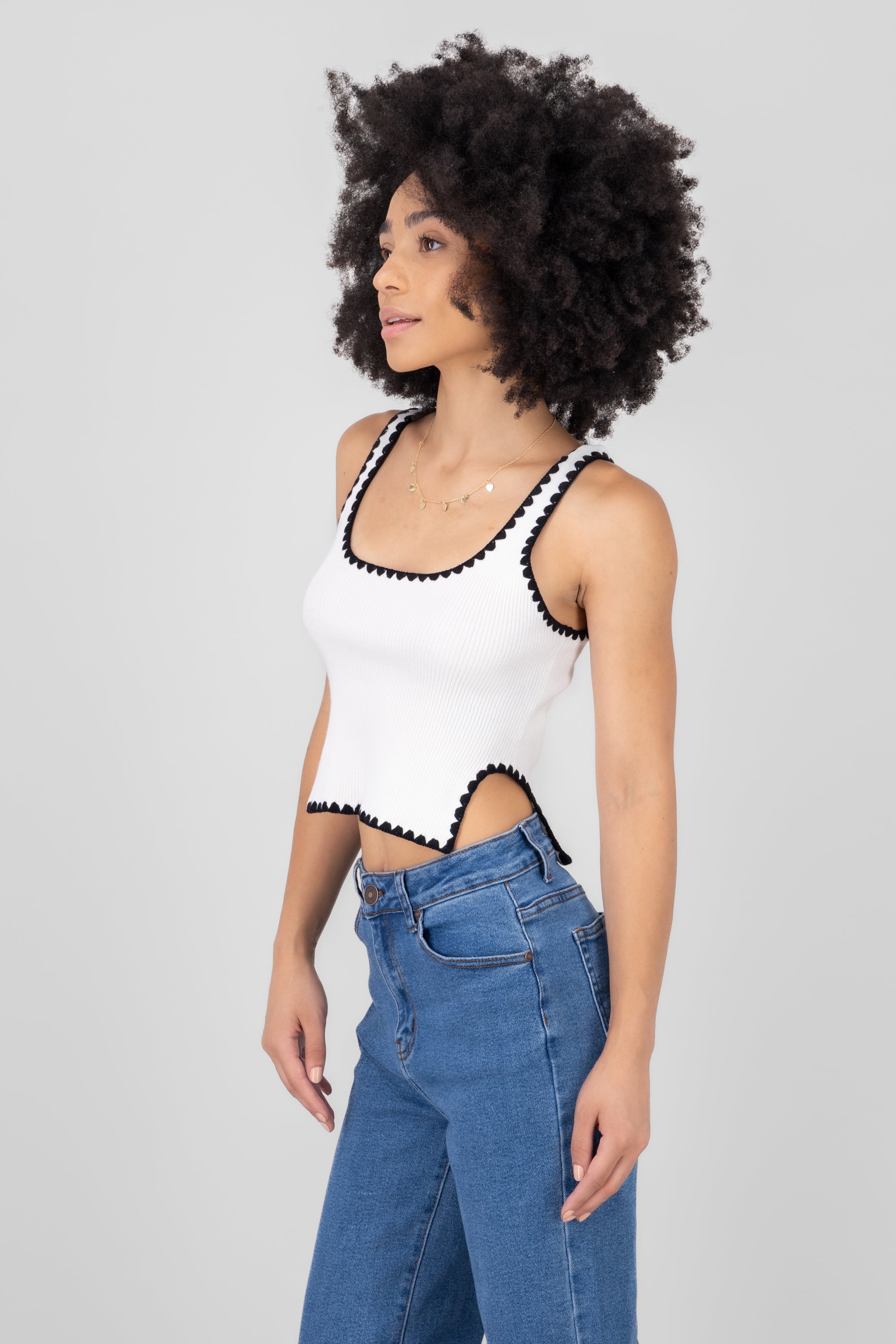 Contrast Knitted Top BLACK/WHITE