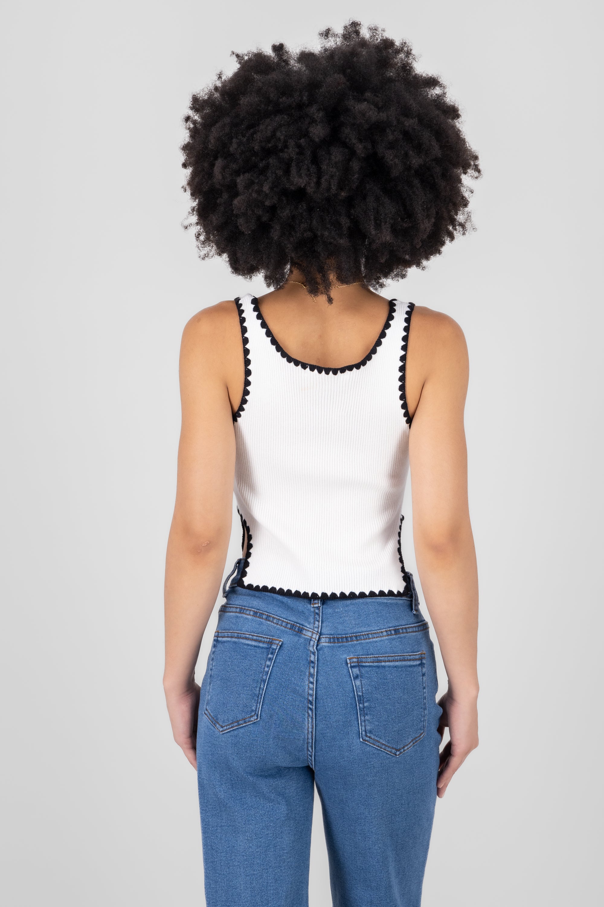 Contrast Knitted Top BLACK/WHITE