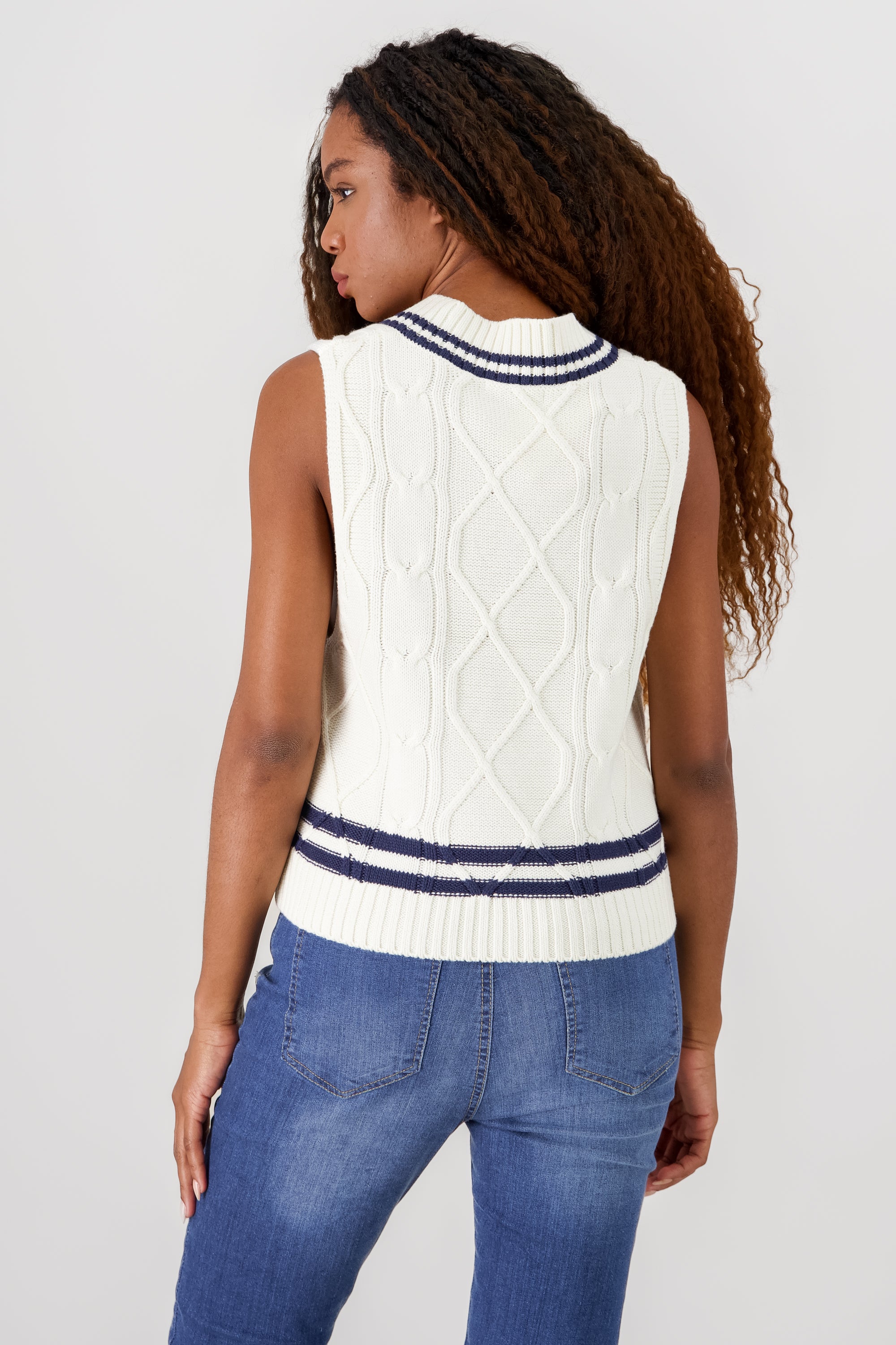 Contrast Knit Vest NAVY COMBO